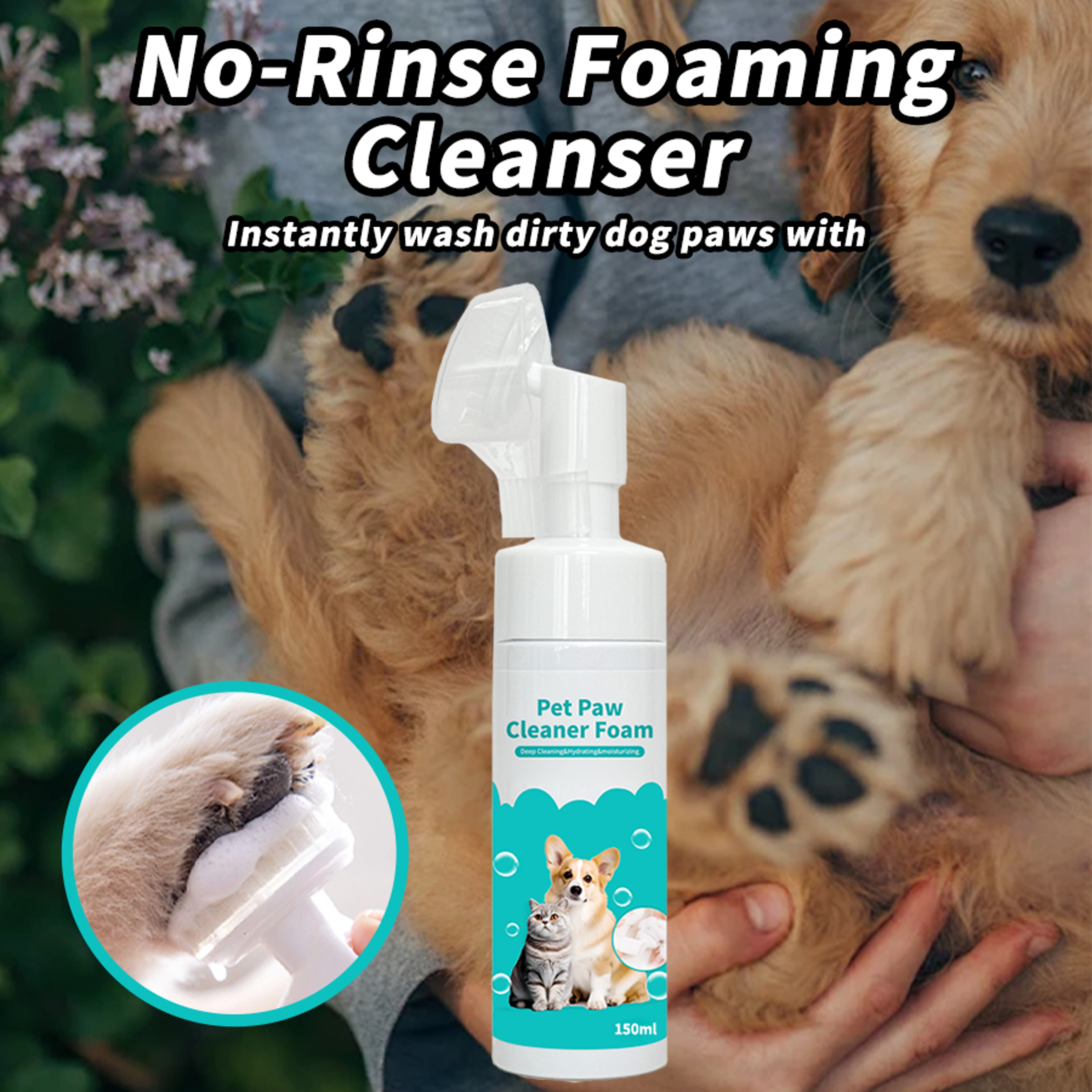 Pet Paw Cleaner Foam for Dogs & Cats Gentle Foot Wash Hygiene Care 150ml – view 1