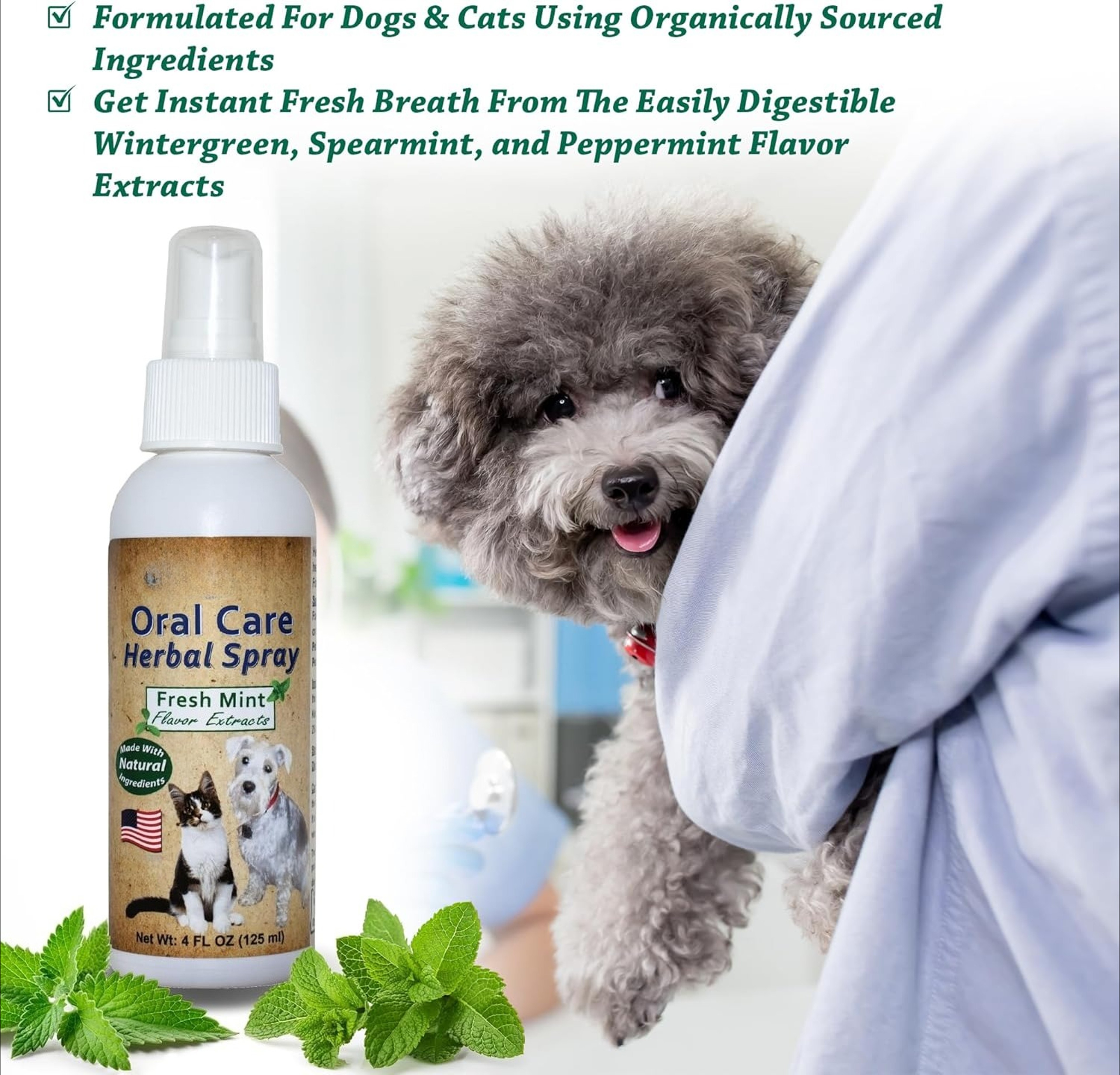 Herbal Pet Dental Spray For Dogs  Cats Plaque  Tartar Control Fresh Breath Oral Care 0