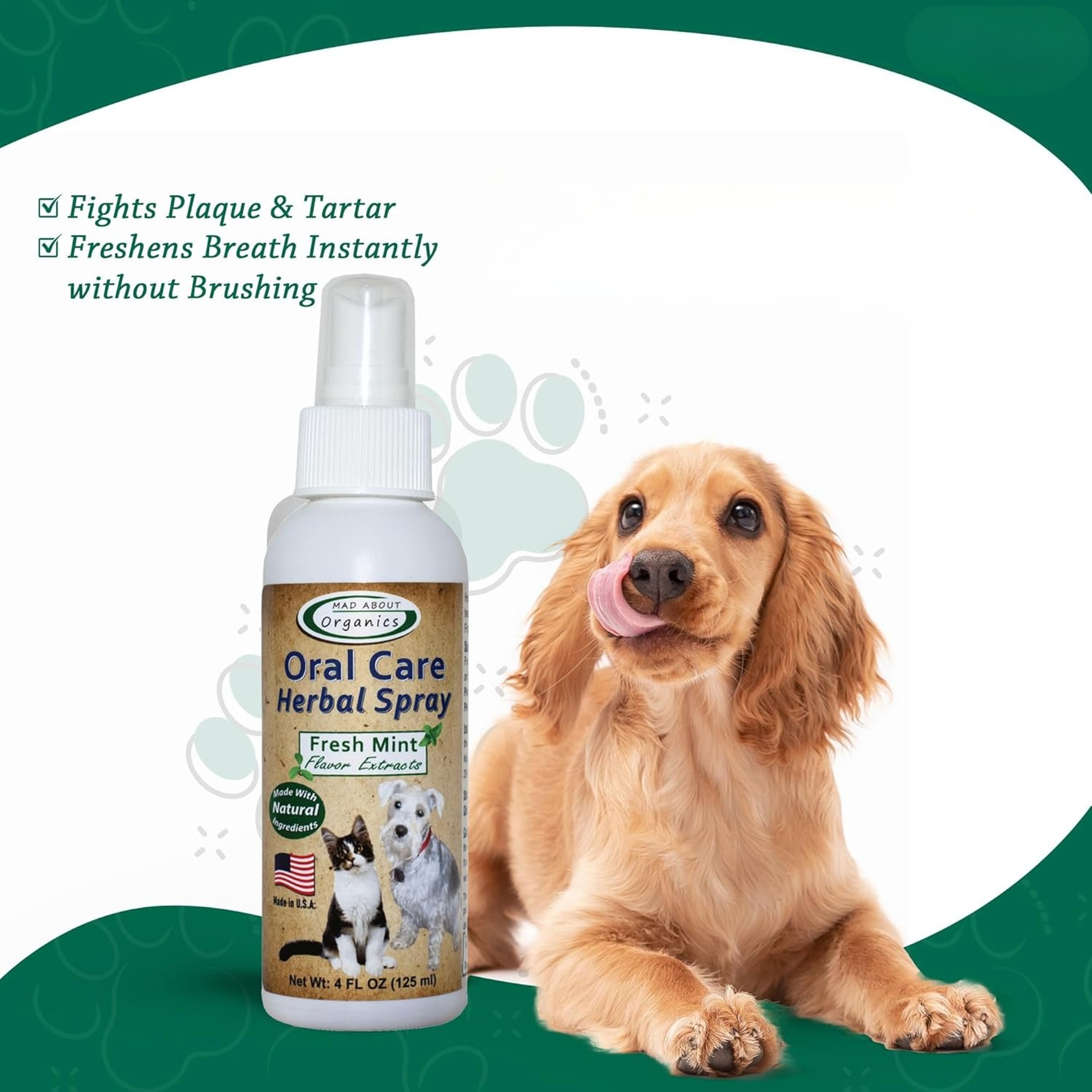 Herbal Pet Dental Spray For Dogs  Cats Plaque  Tartar Control Fresh Breath Oral Care 4