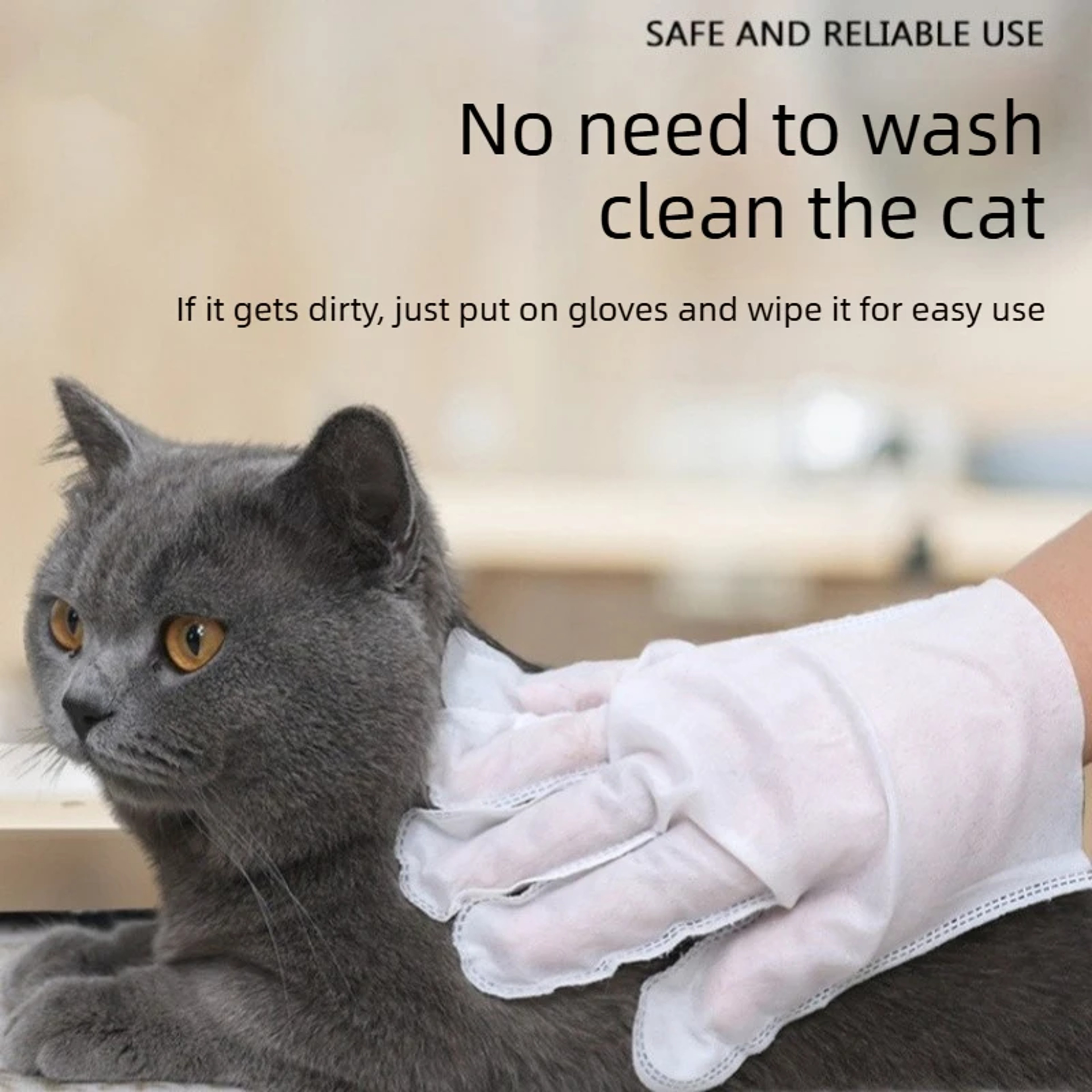 No Rinse Pet Cleaning Gloves Wipes for Dogs & Cats Disposable Grooming Care – view 1