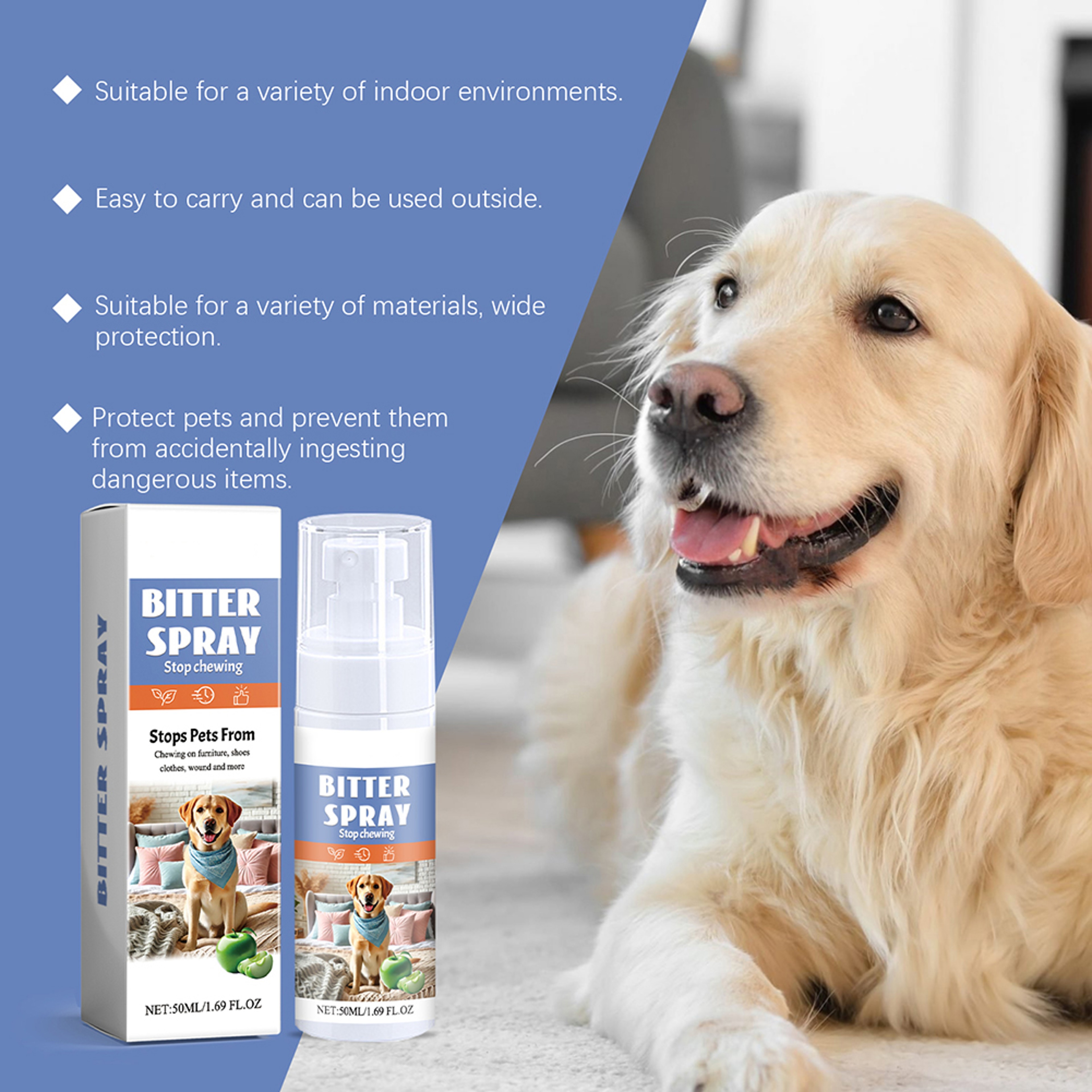 Bitter Apple Dog No Chew Spray Alcohol Free Puppy Training Deterrent for Furniture & Behavior Control – view 4
