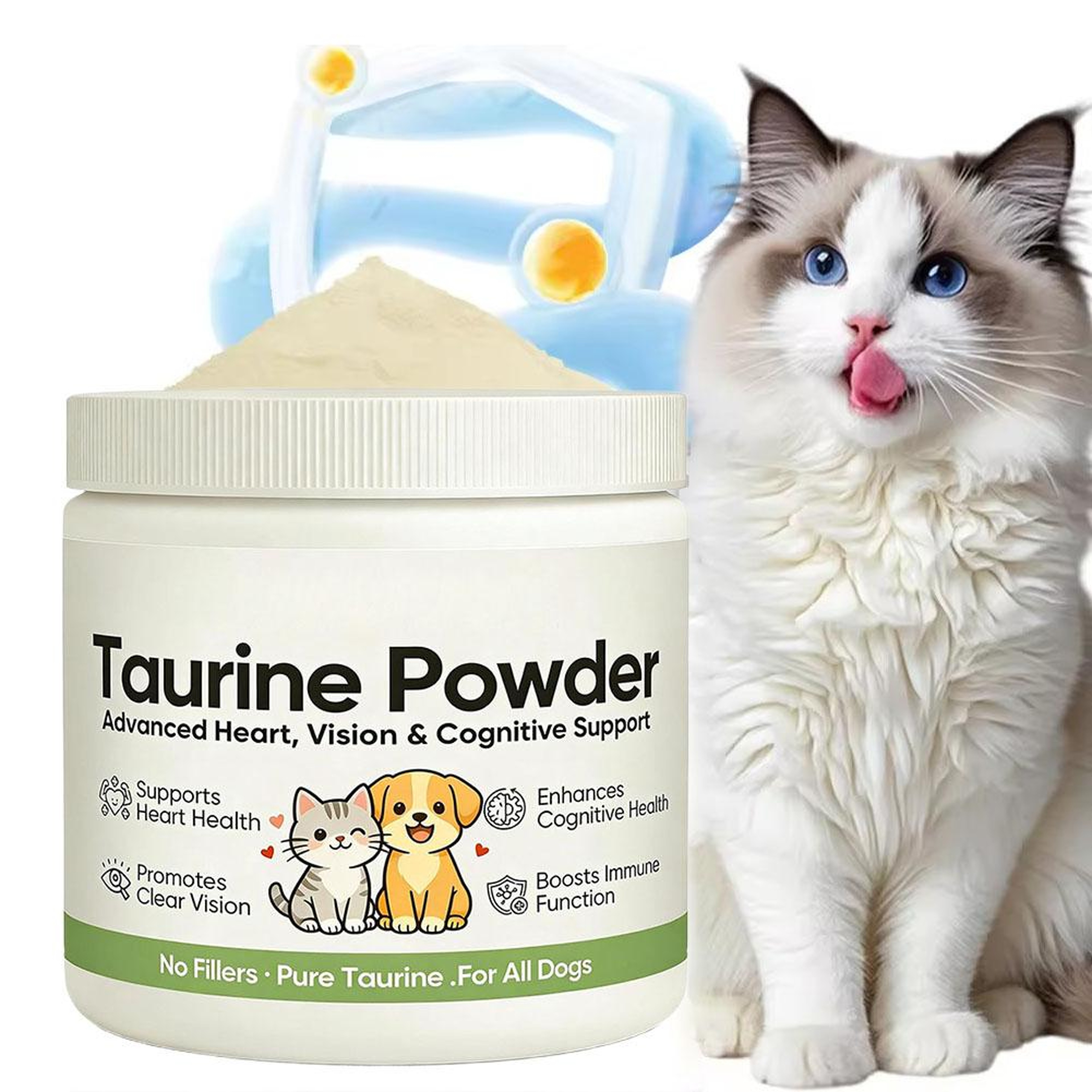 Pure Taurine Powder for Dogs & Cats Heart, Vision & Cognitive Support Pet Supplement – view 2