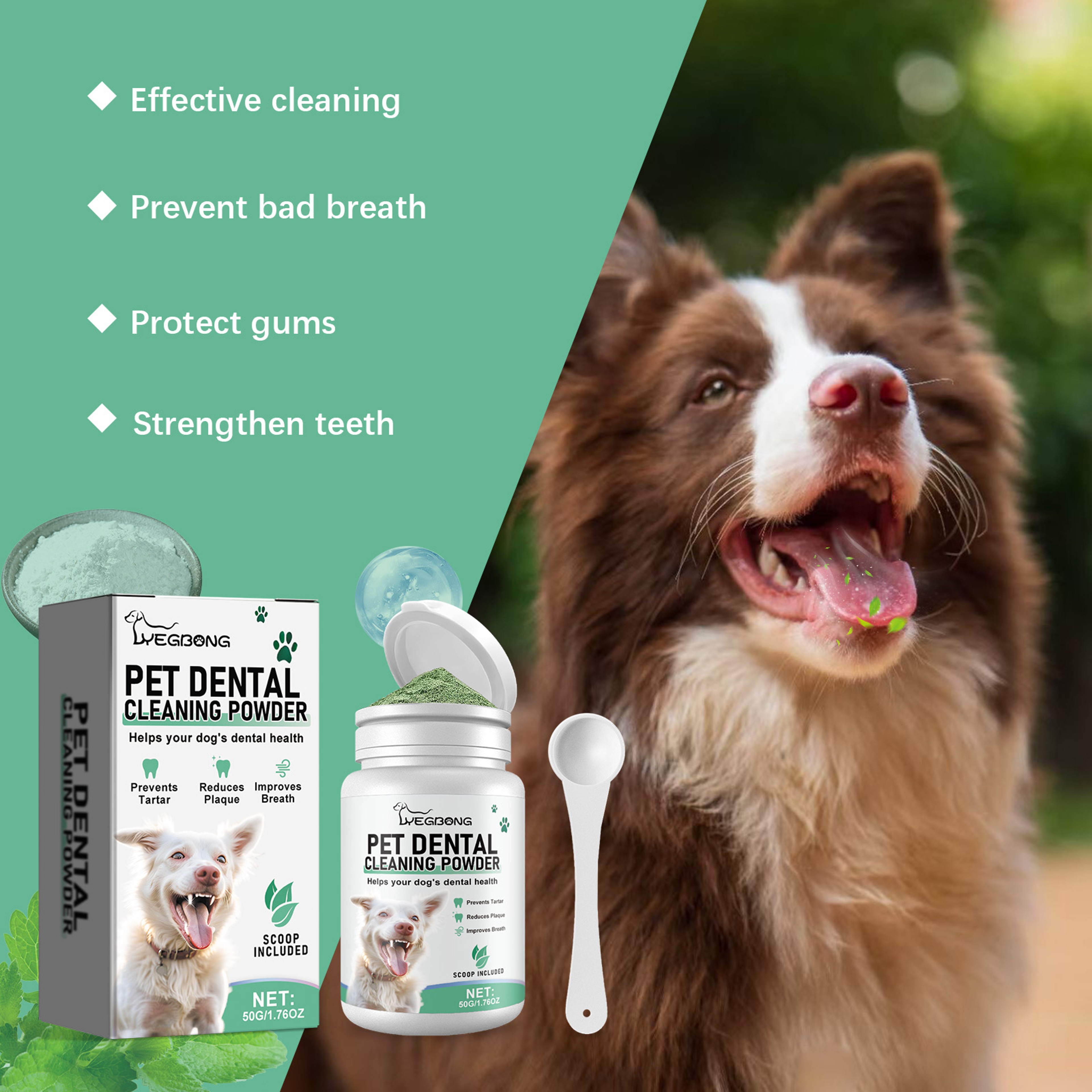Dog Teeth Cleaning Powder For Plaque  Bad Breath Control Pet Dental Care Oral Hygiene Solution 5