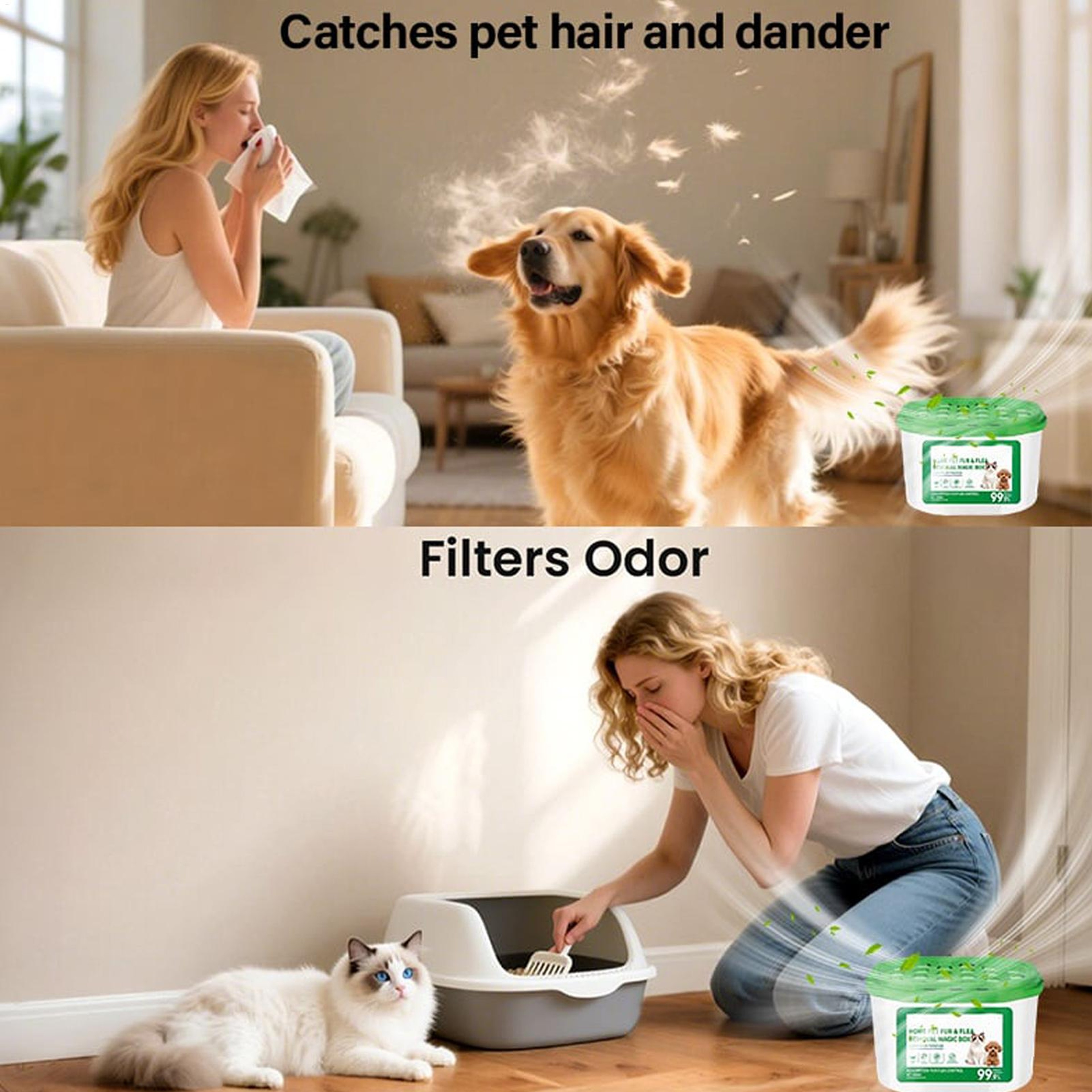Pet Odor Air Purifier Box for Cat Litter & Dog Areas Reusable Odor Eliminator & Dust Collector – view 5