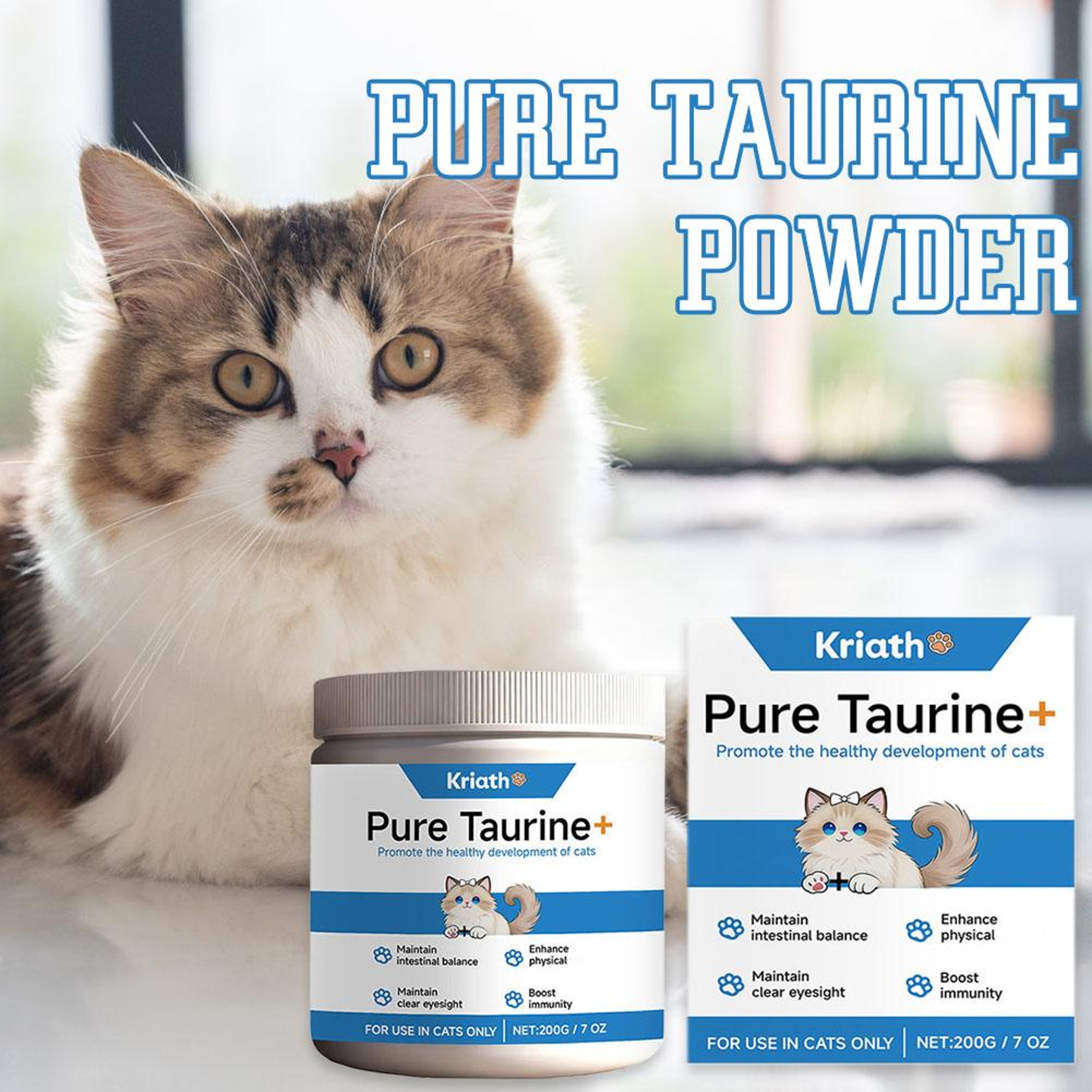 Cat Taurine Powder Supplement for Heart & Eye Health Immune Support for Cats & Kittens – view 2