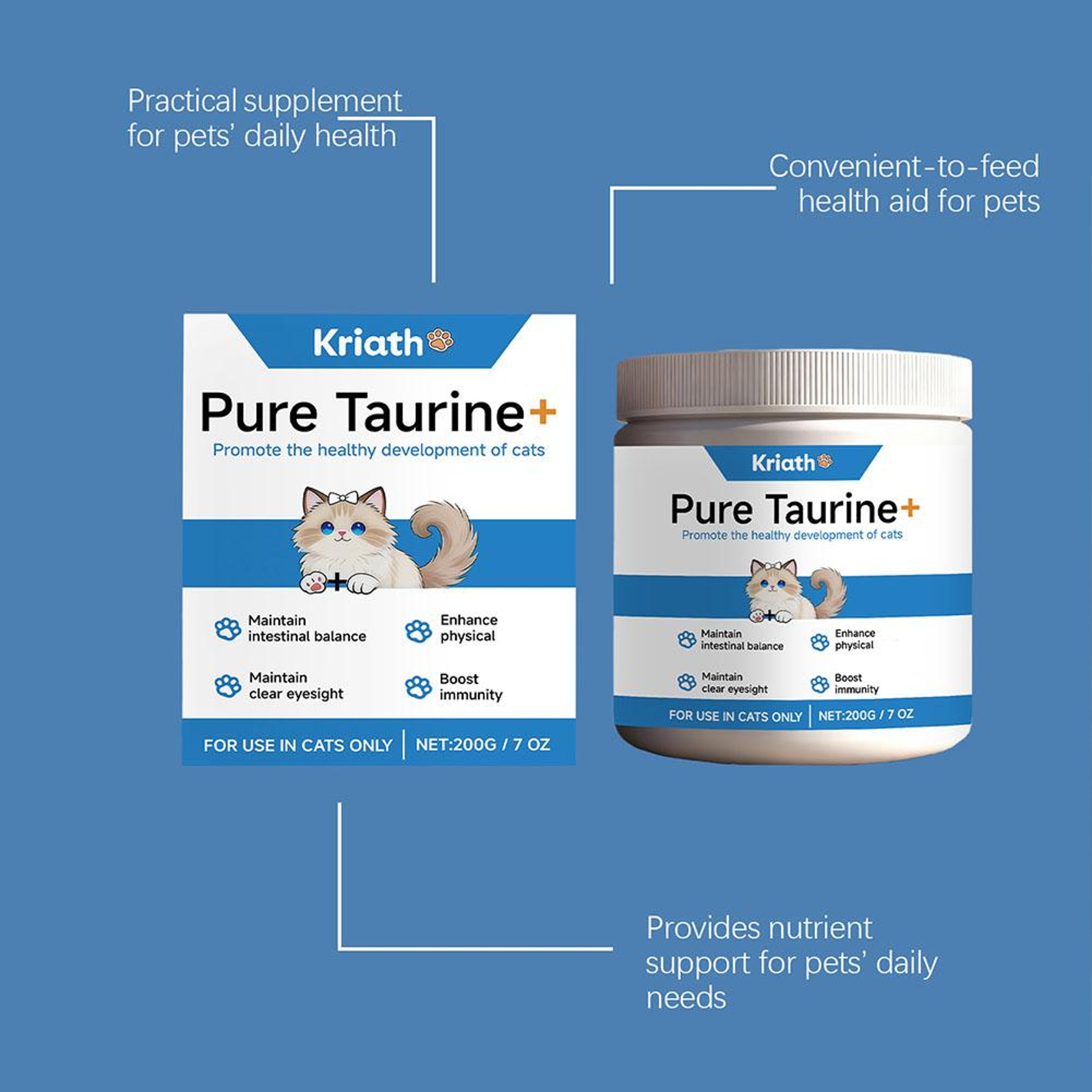 Cat Taurine Powder Supplement for Heart & Eye Health Immune Support for Cats & Kittens – view 5