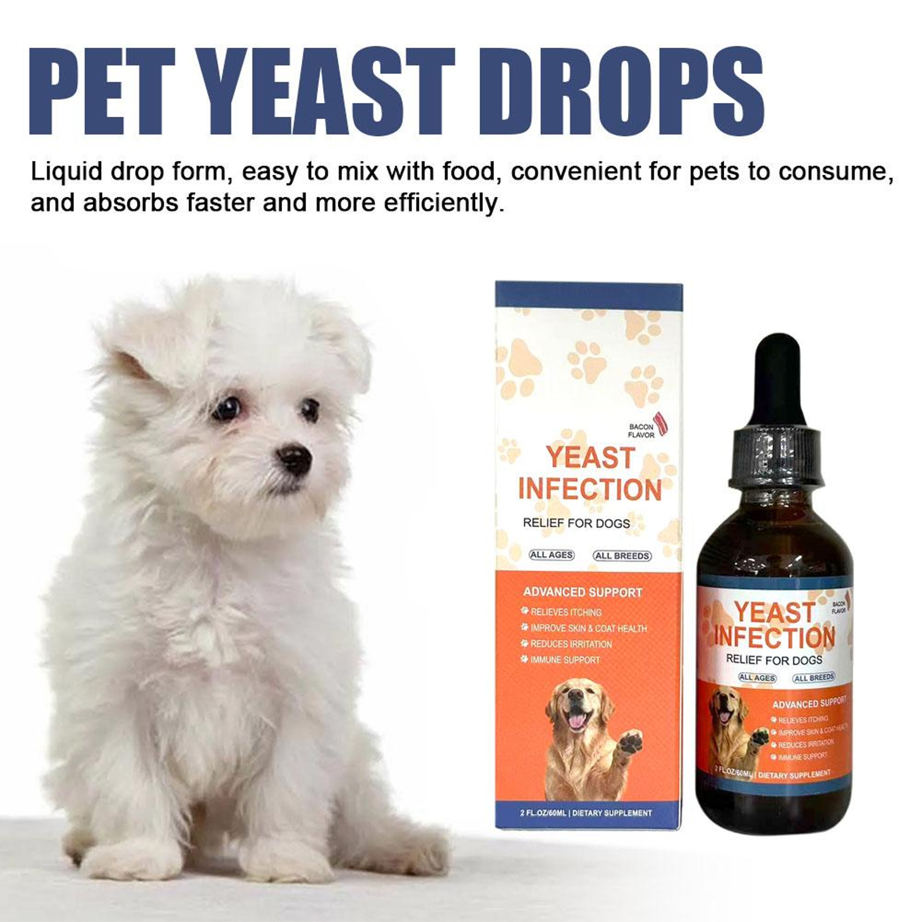 Natural Dog & Cat Yeast Infection Drops Herbal Gut & Immune Support Supplement – view 2