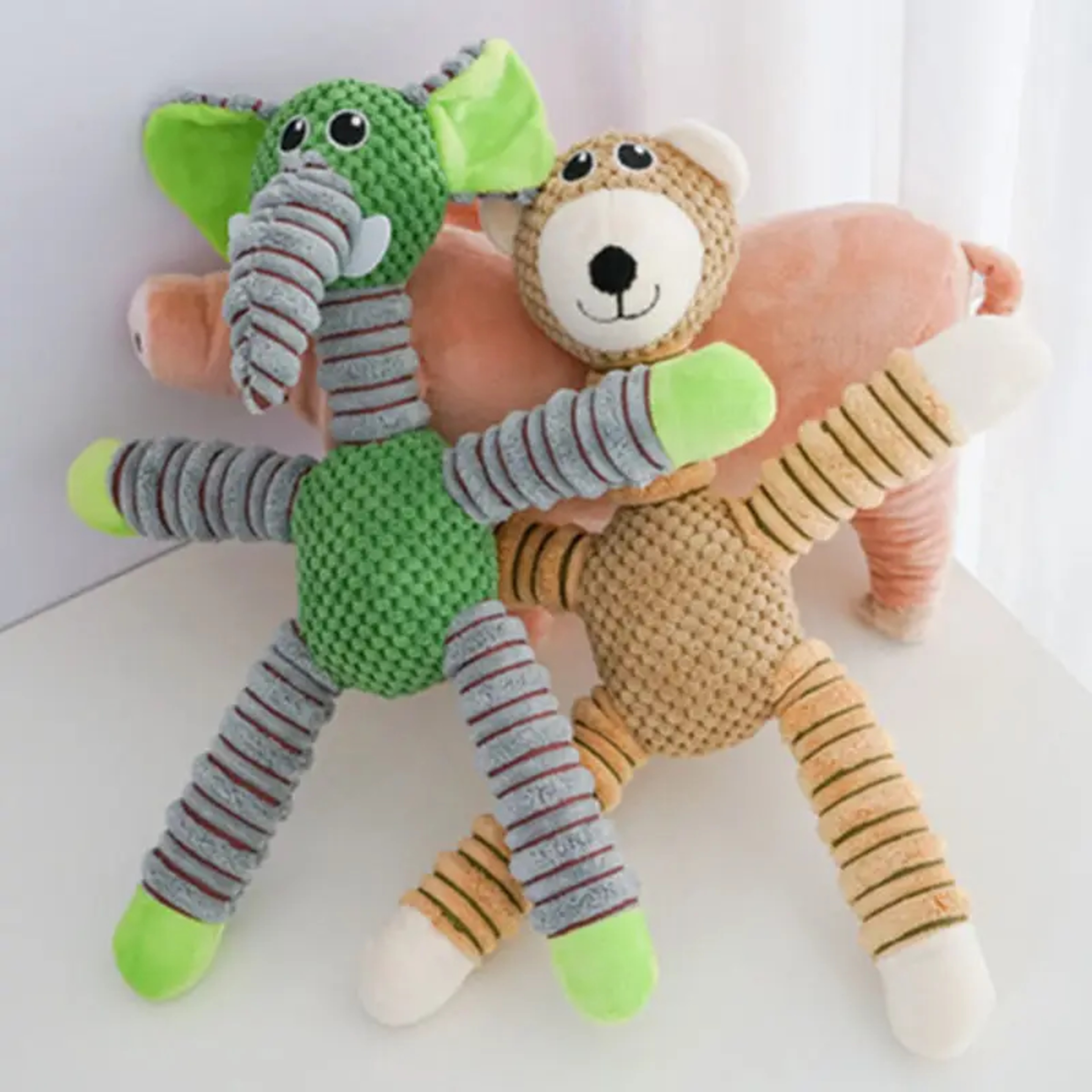 Animal Plush Dog Chew Toy With Squeaker For Large Dogs  Puppies 4