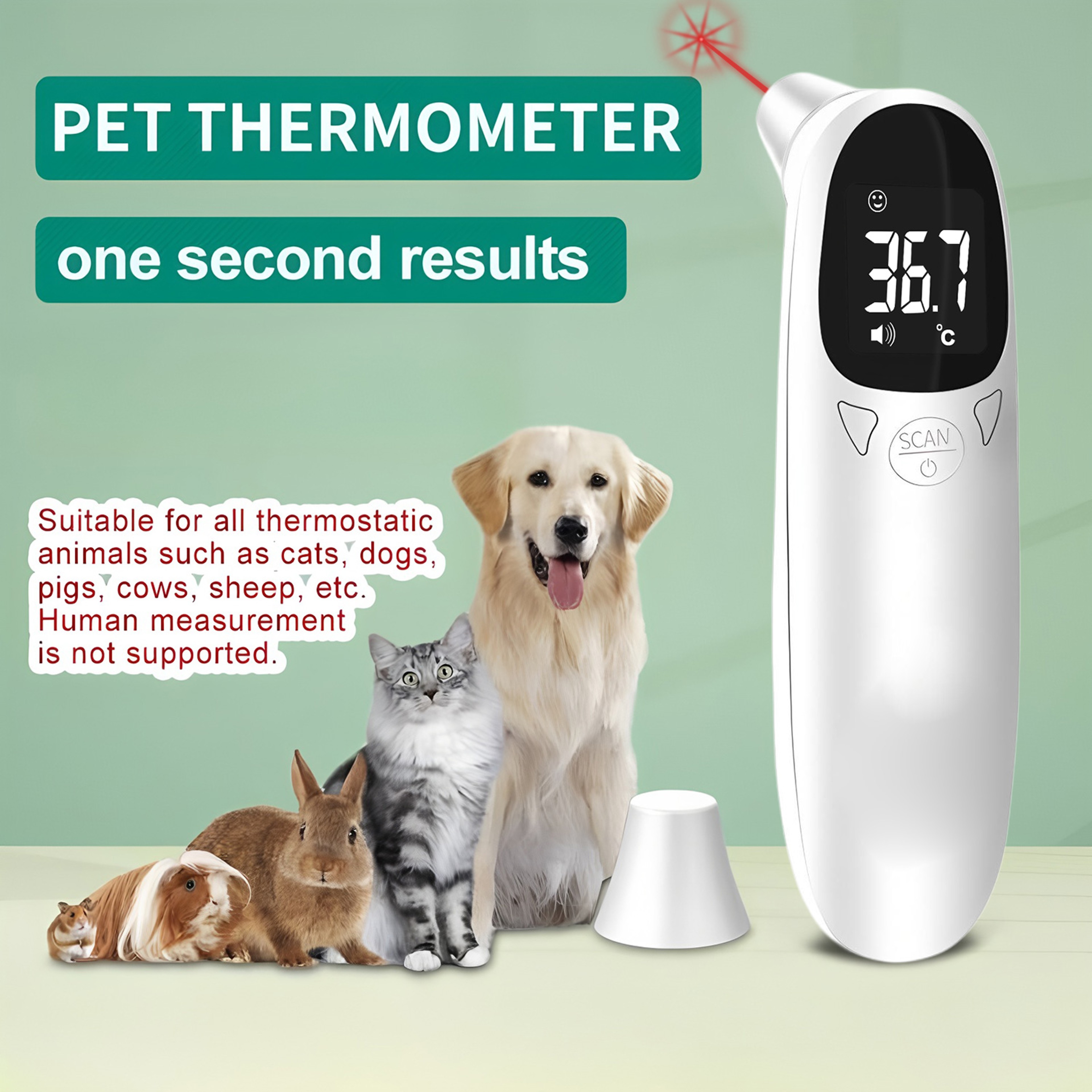 Veterinary Digital Thermometer for Pets & Livestock Fast Accurate Temperature Monitor – view 2