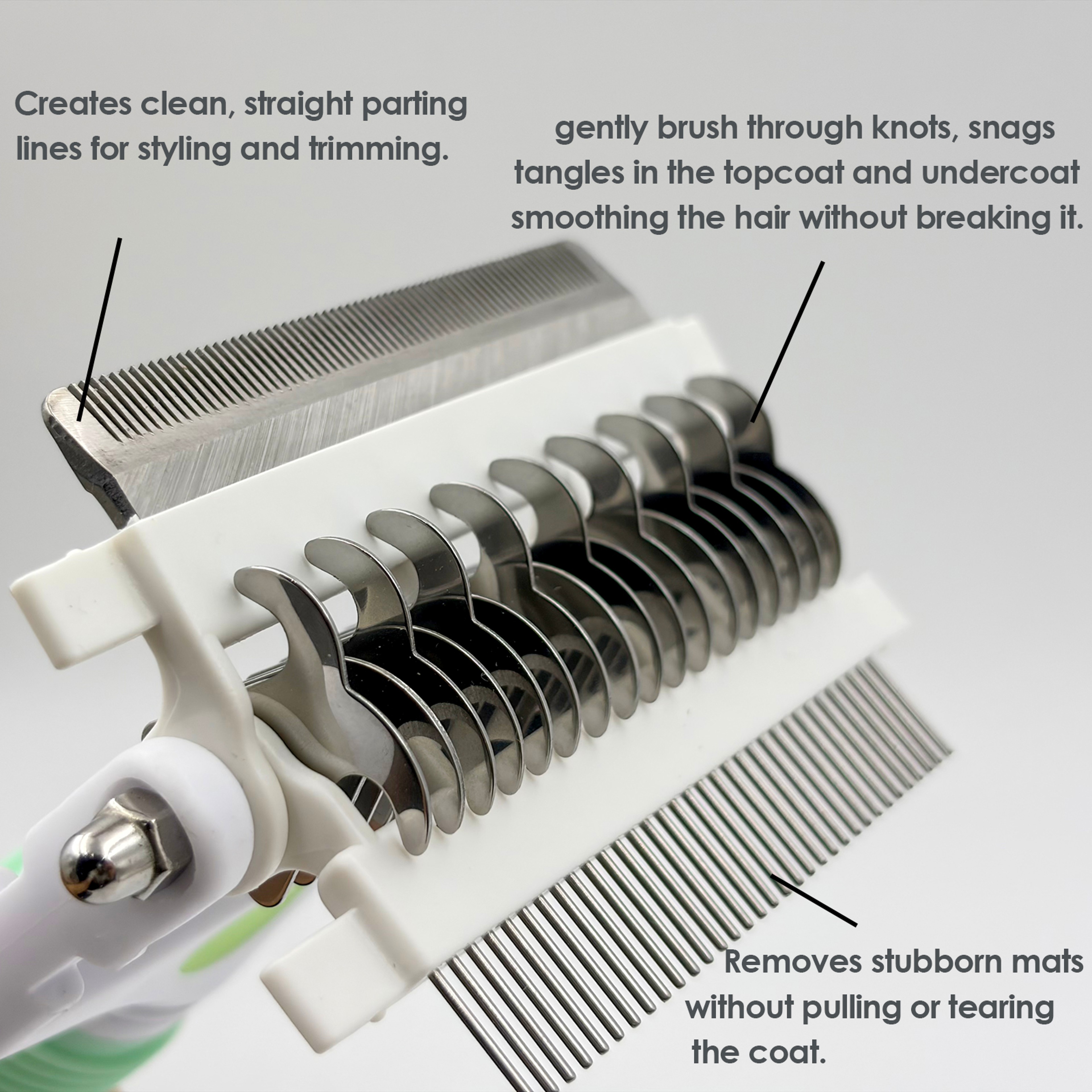 3 in 1 Pet Deshedding Brush with Stainless Steel Teeth for Cats & Dogs – view 6