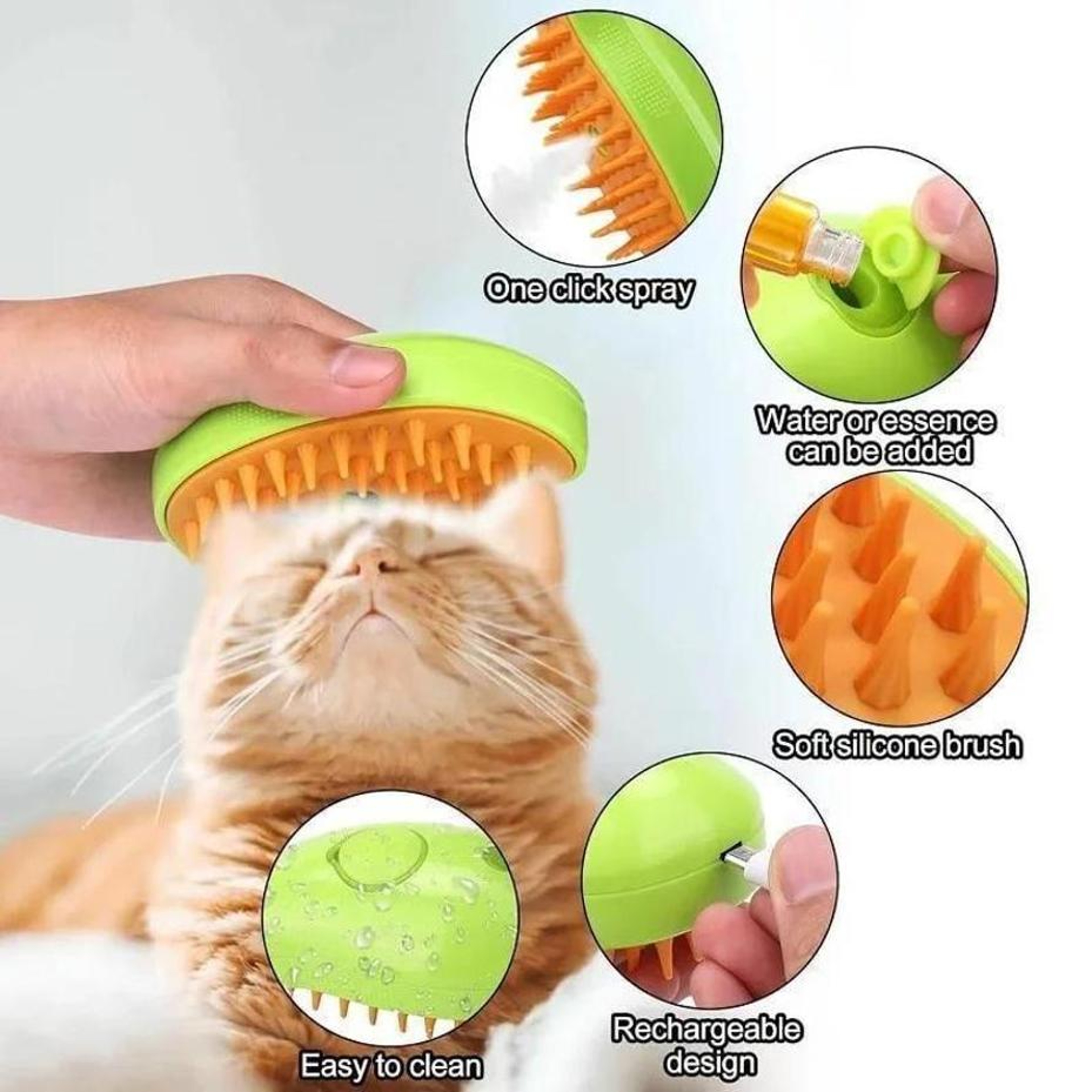 Steam Glow Cat Steam Brush Electric Spray Pet Grooming Comb with Soft Silicone Hair Remover – view 2