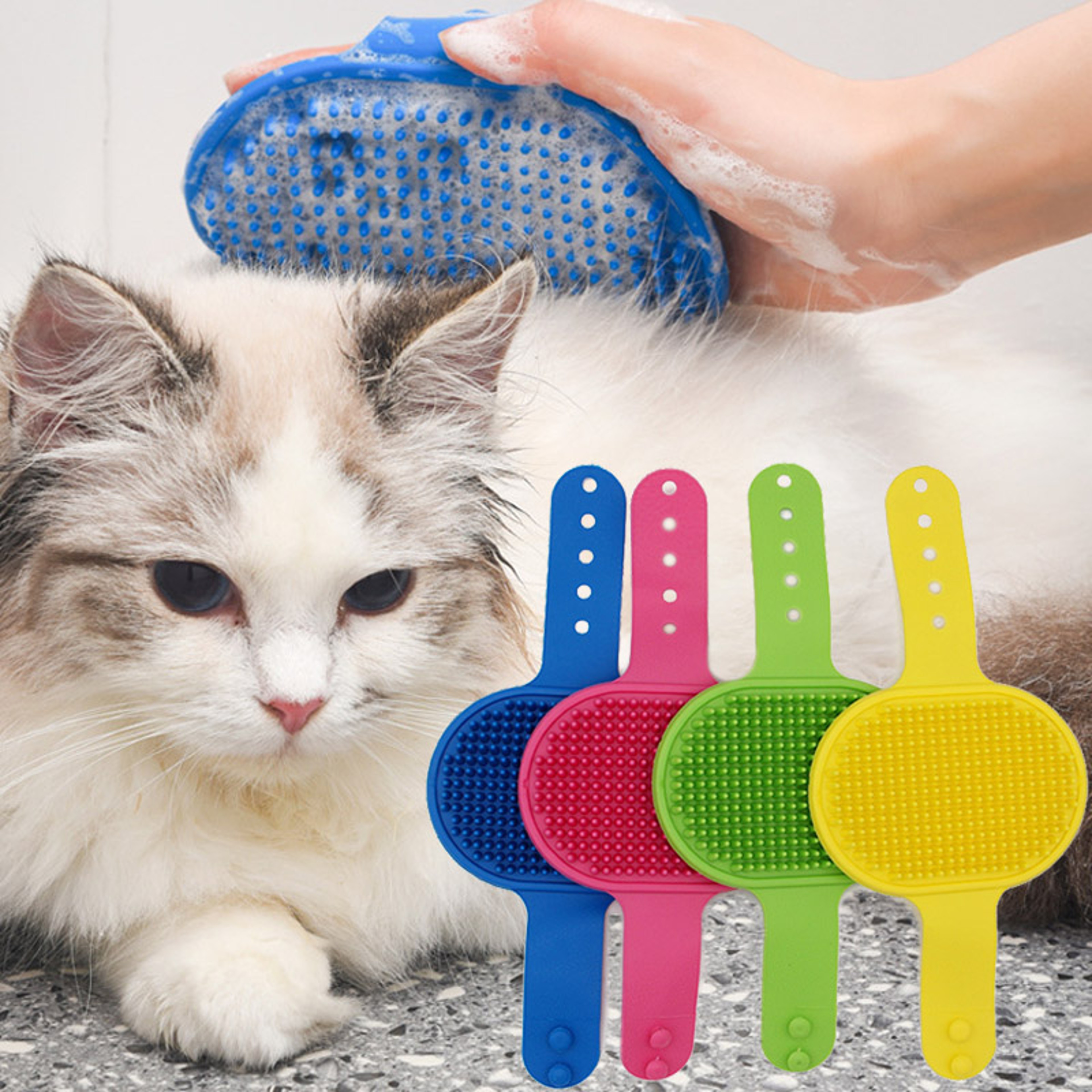 Soft Silicone Pet Grooming Brush & Bath Massage Glove for Dogs and Cats Hair Remover – view 1