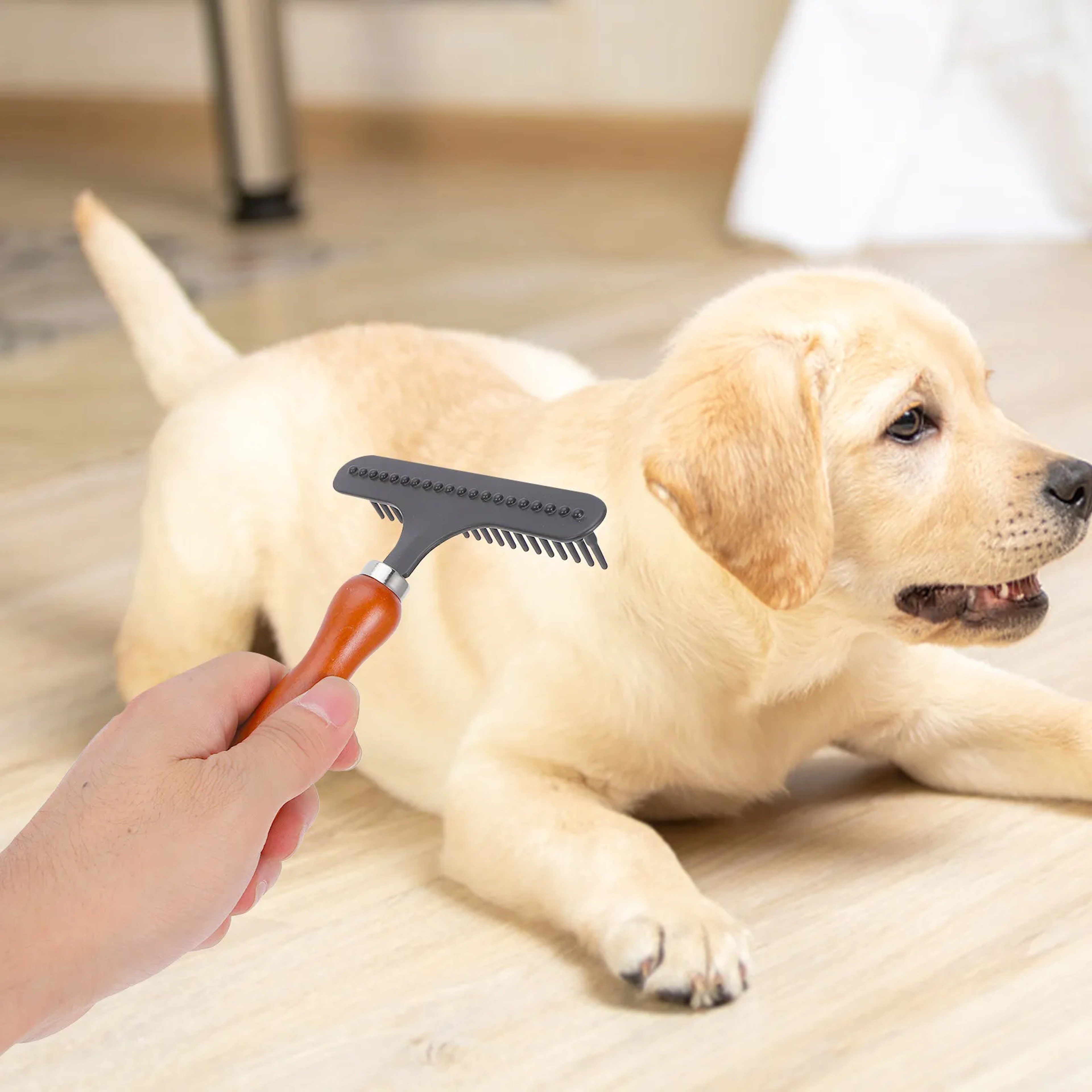 Premium Dog Deshedding Brush & Undercoat Rake for Dogs and Cats Professional Pet Grooming Tool – view 3