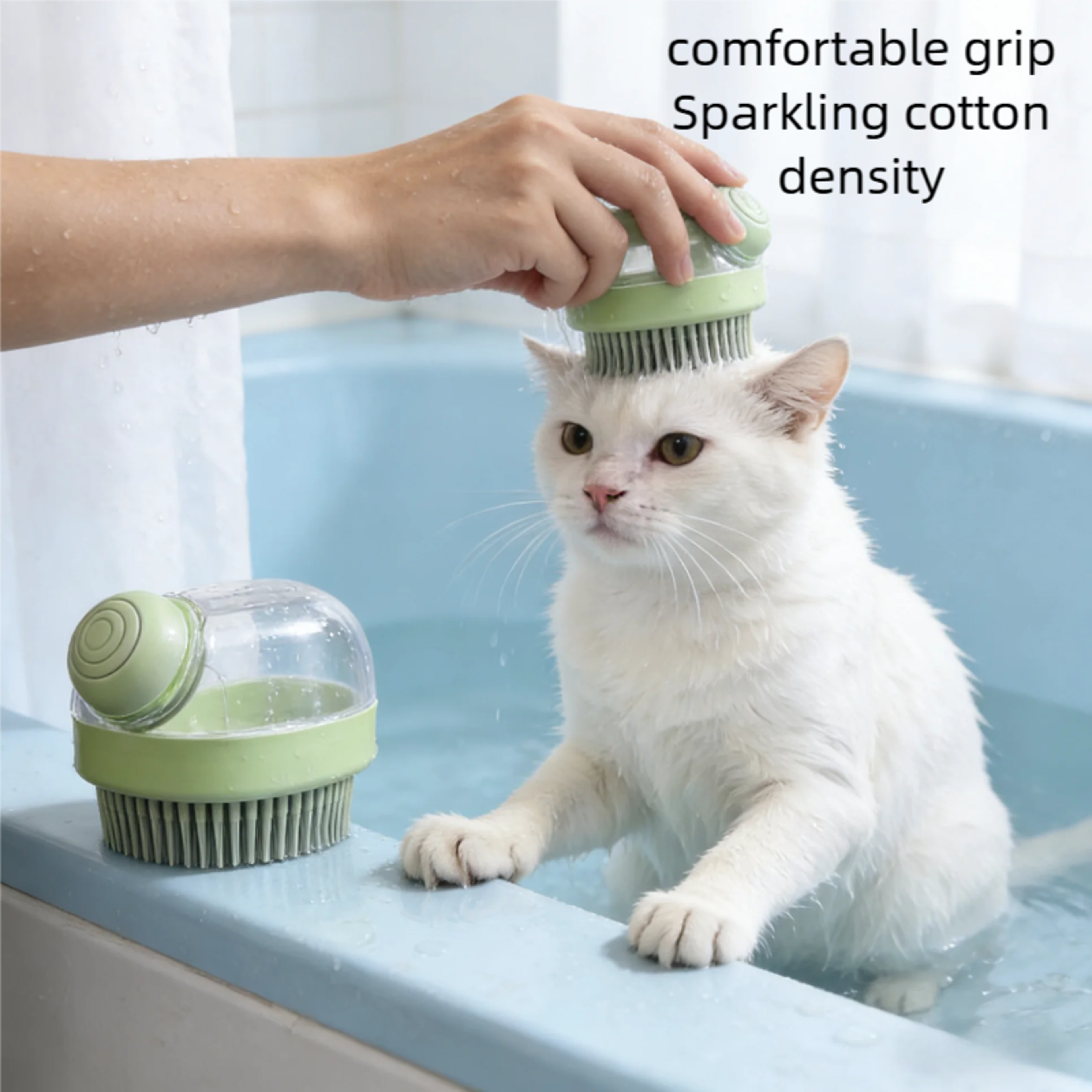 Soft Silicone Pet Bath Brush with Shampoo Dispenser for Dogs & Cats – view 1
