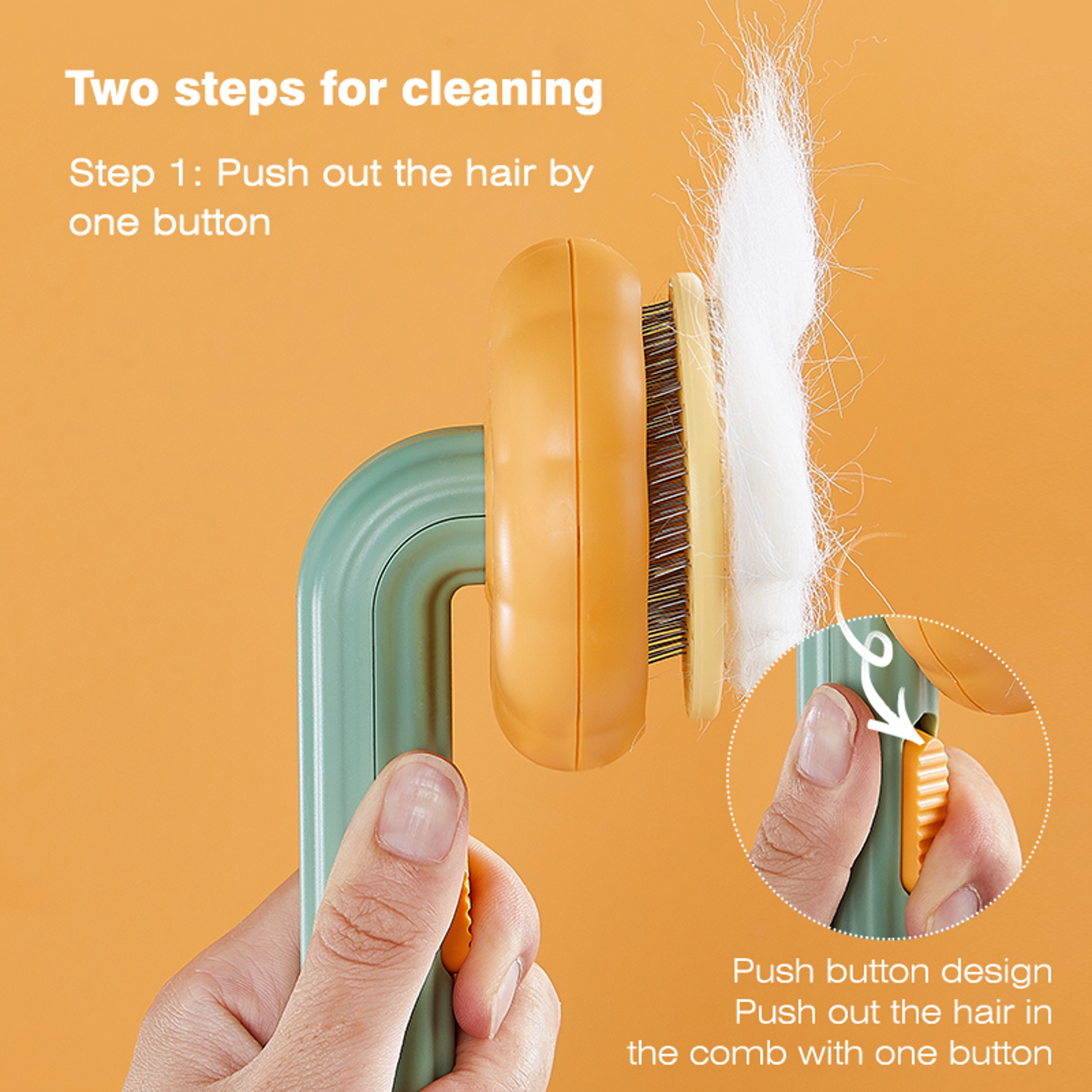 Pumpkin Self Cleaning Cat Brush for Dogs & Cats Gentle Pet Grooming Brush for Shedding & Detangling – view 2