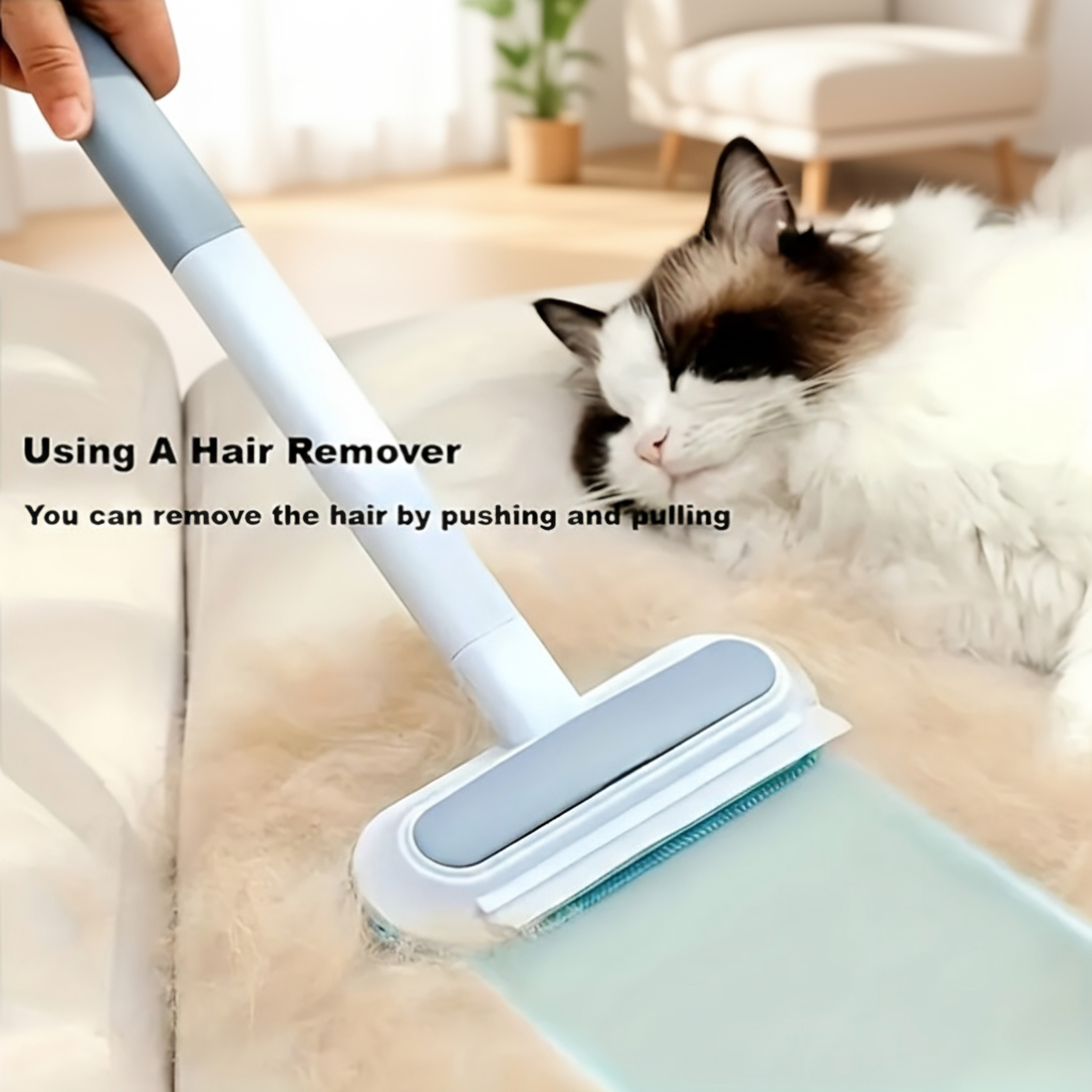Long Handle Pet Hair Remover Brush For Sofa Bed  Carpet Reusable Furniture Hair Remover 0