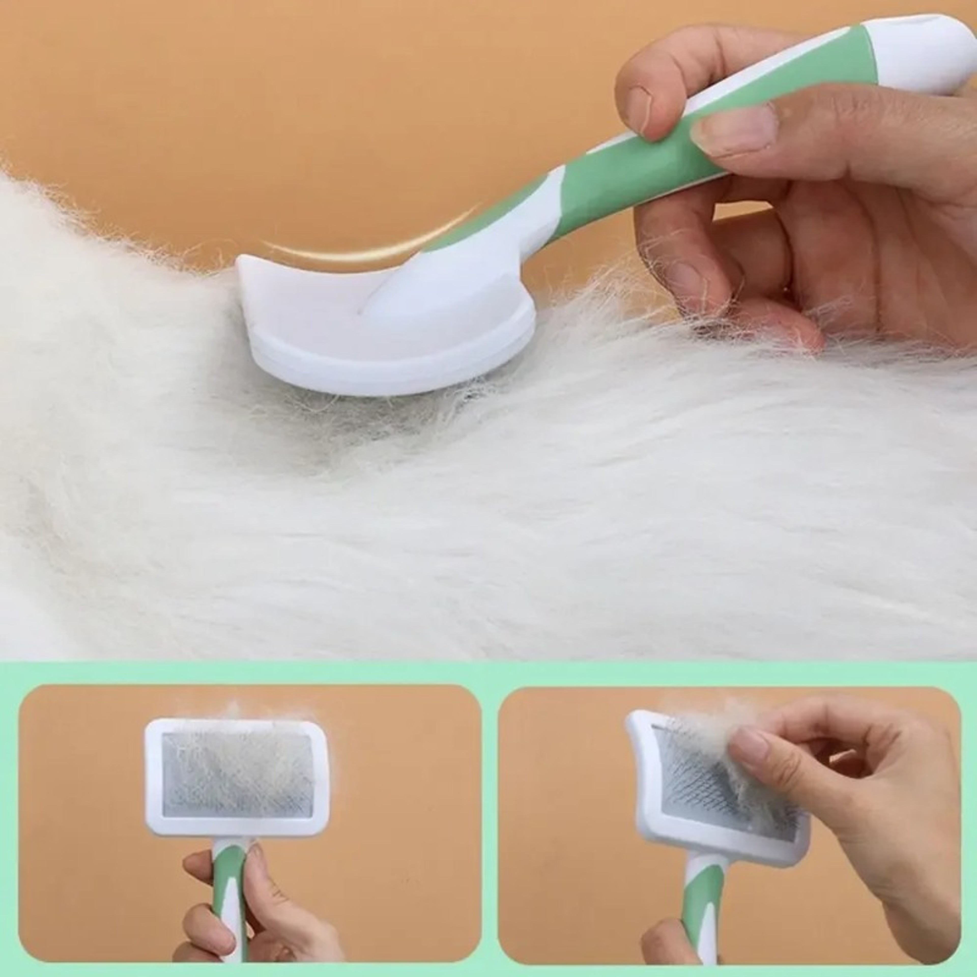 Gentle Pet Grooming Brush for Dogs & Cats Self-Cleaning Slicker Brush Hair Remover – view 3