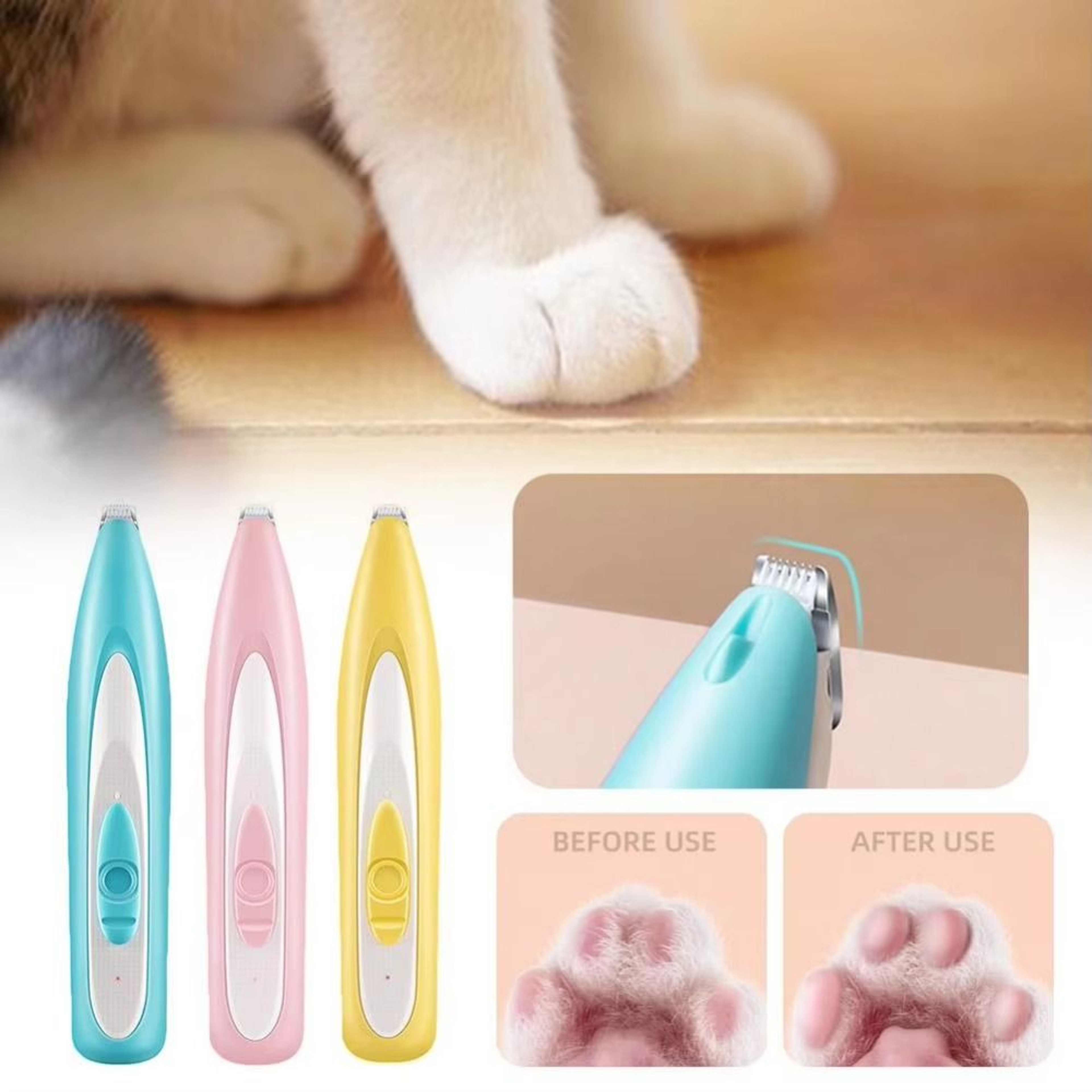 LED Pet Paw Trimmer USB Rechargeable Waterproof Dog  Cat Paw Grooming Clipper With Display 0