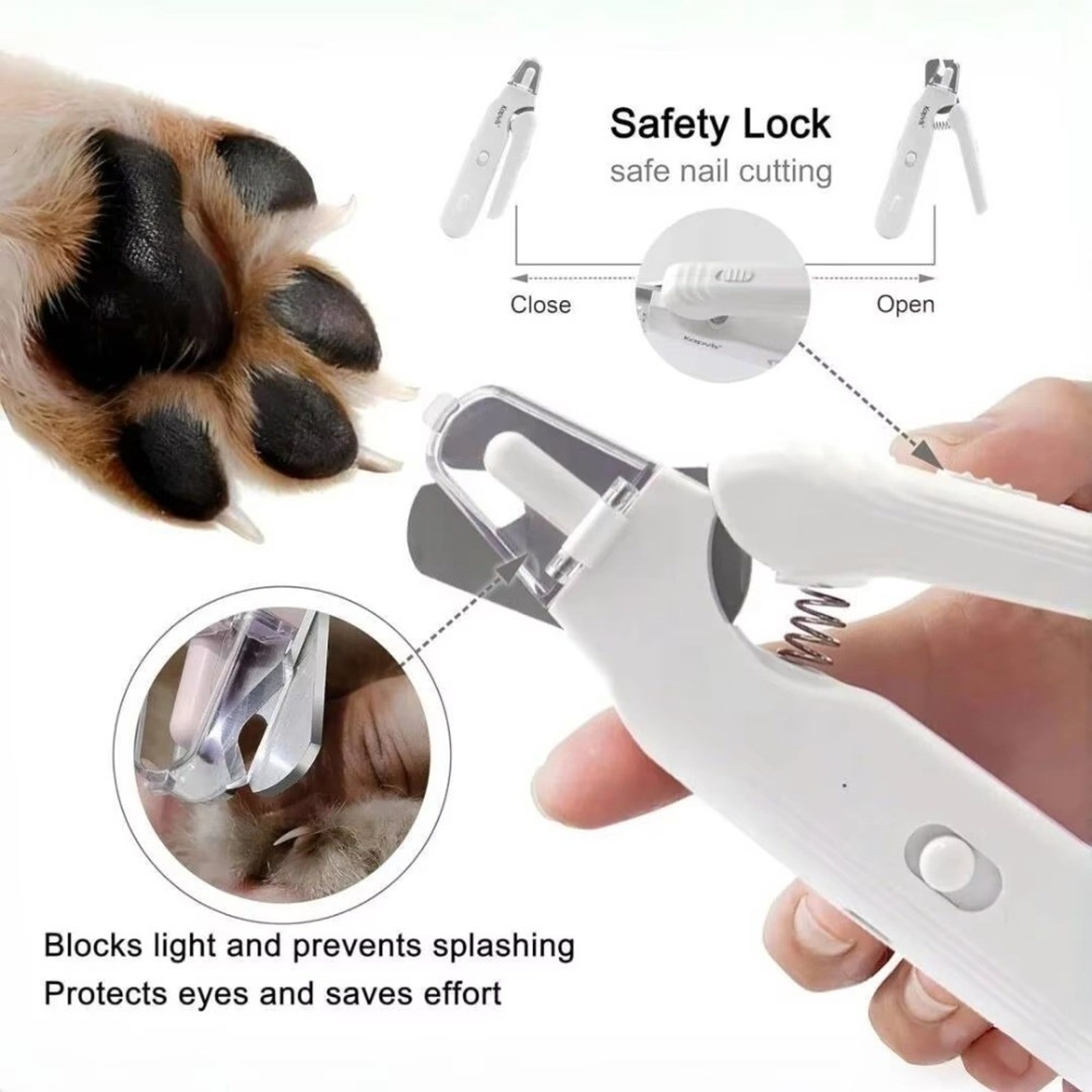 Quiet LED Pet Nail Clippers & USB Rechargeable Dog Nail Grinder with Splash Guard – view 5