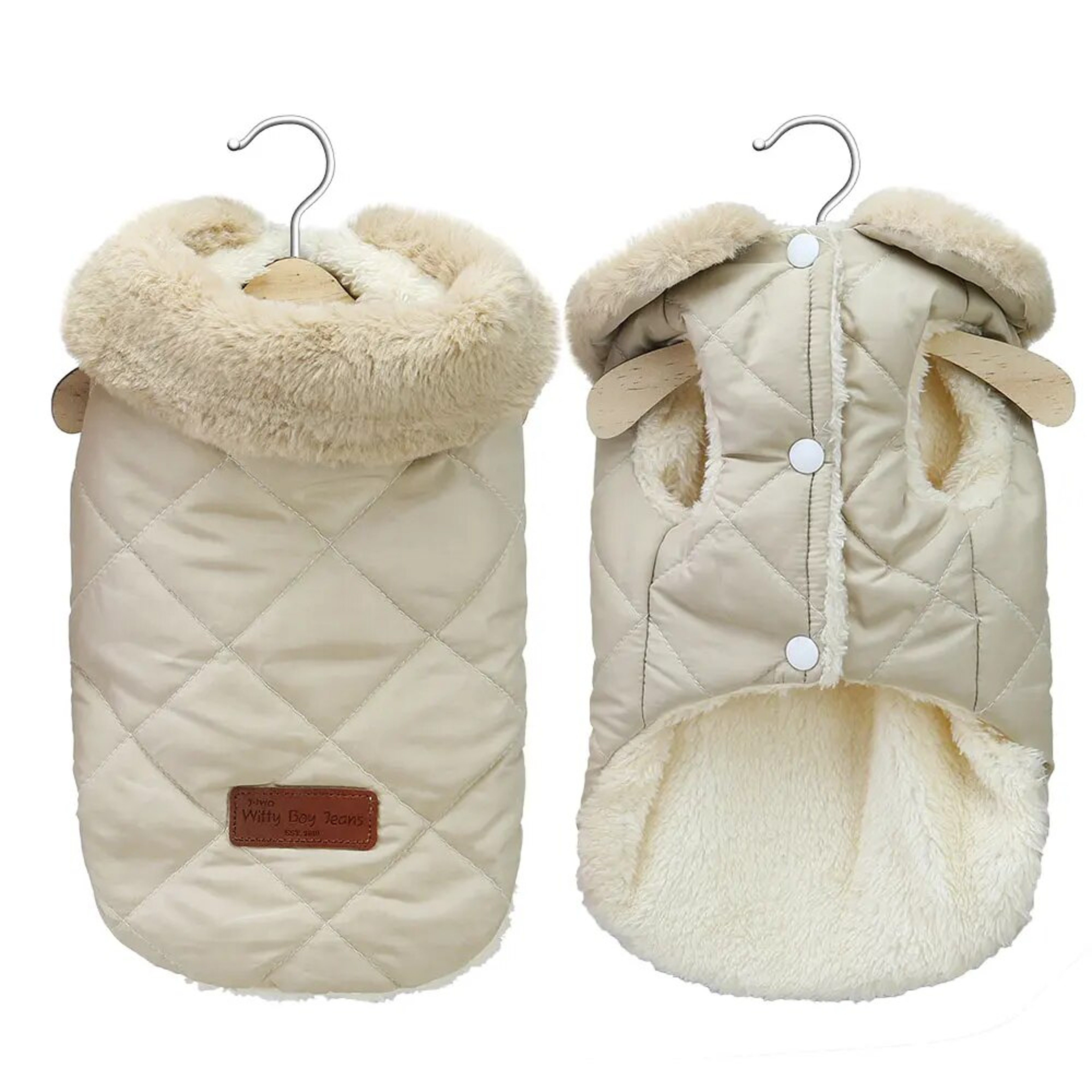 EC9zWinterPetJacketClothesSuperWarmSmallDogsClothingWithFurCollarCottonPetOutfitsFren