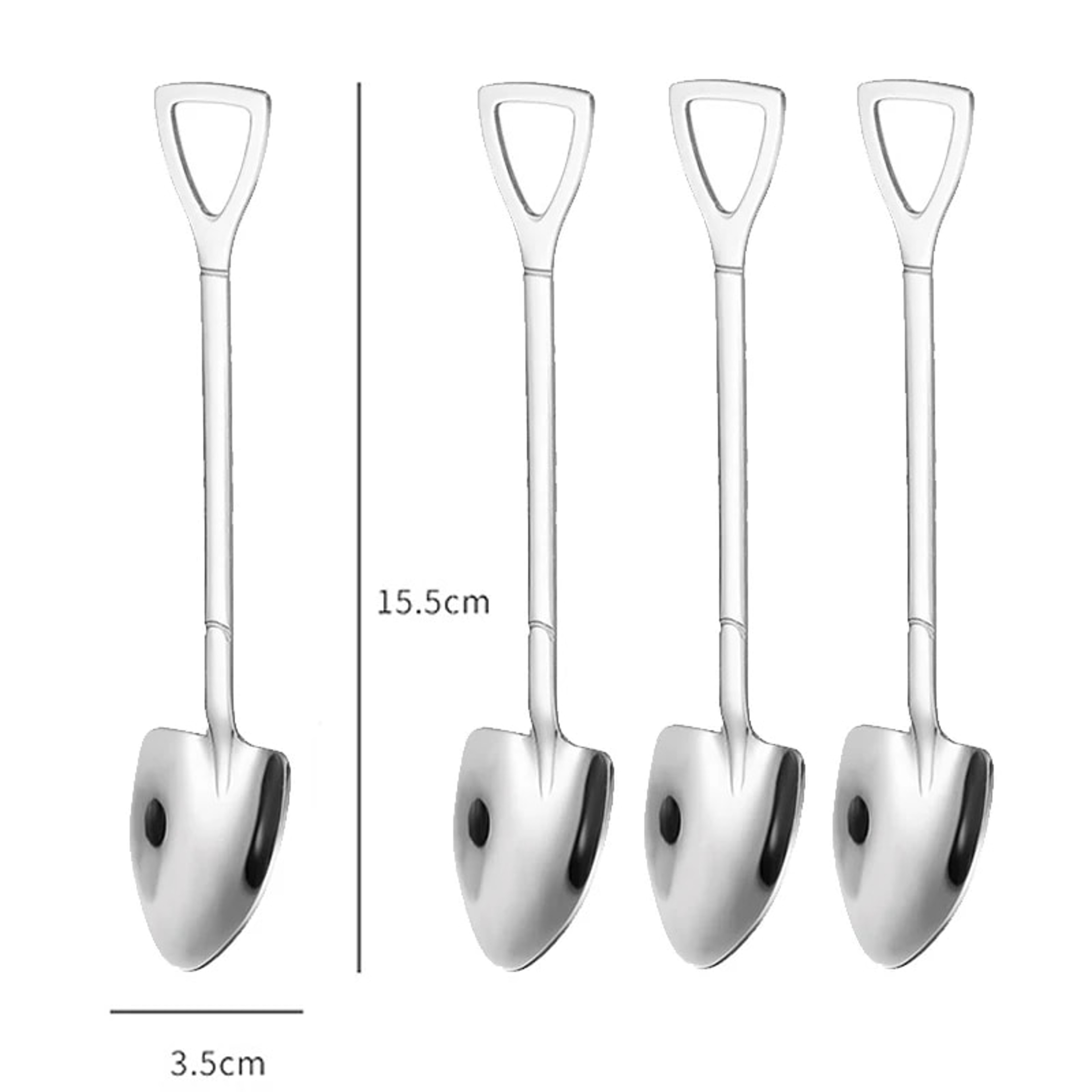 Ce4t4pcsSetStainlessSteelShovelPointSpoonsCoffeeTeaSpoonIceCreamDessertTipScoopsCutle