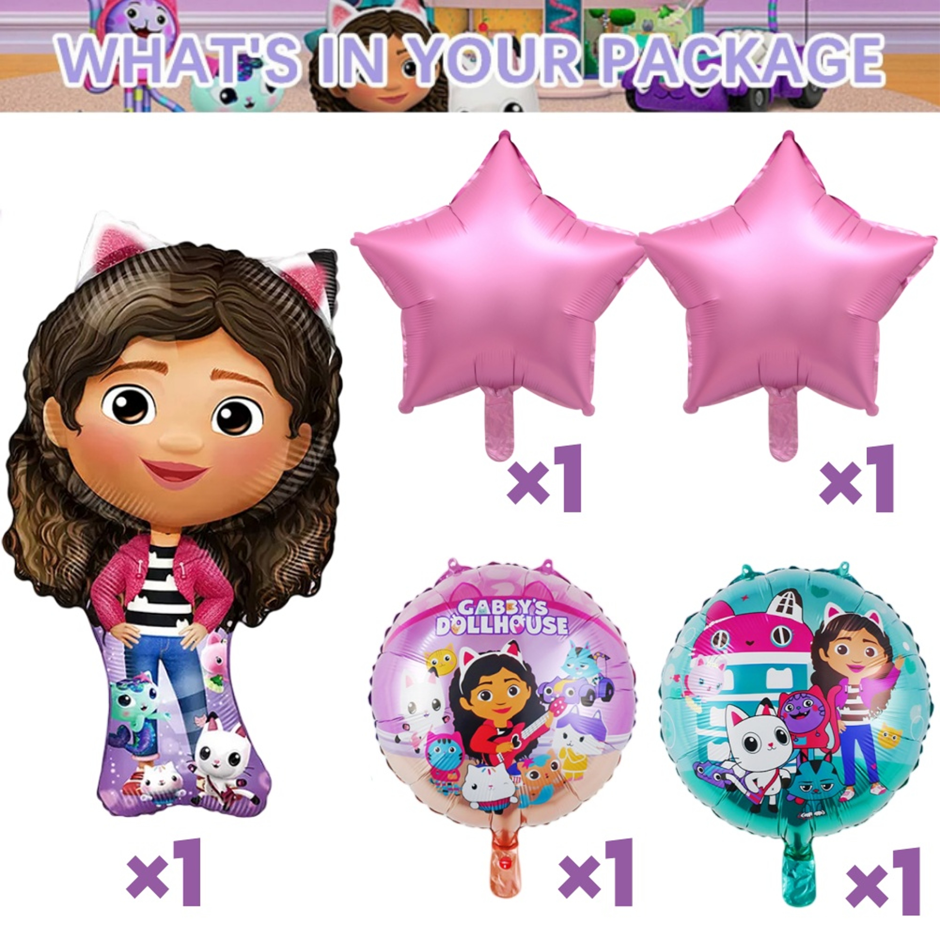 hY7GGabbyDollhouseCatsBirthdayDecorationBalloonsGabbysDollAluminumFoilHeliumBalloonBaby