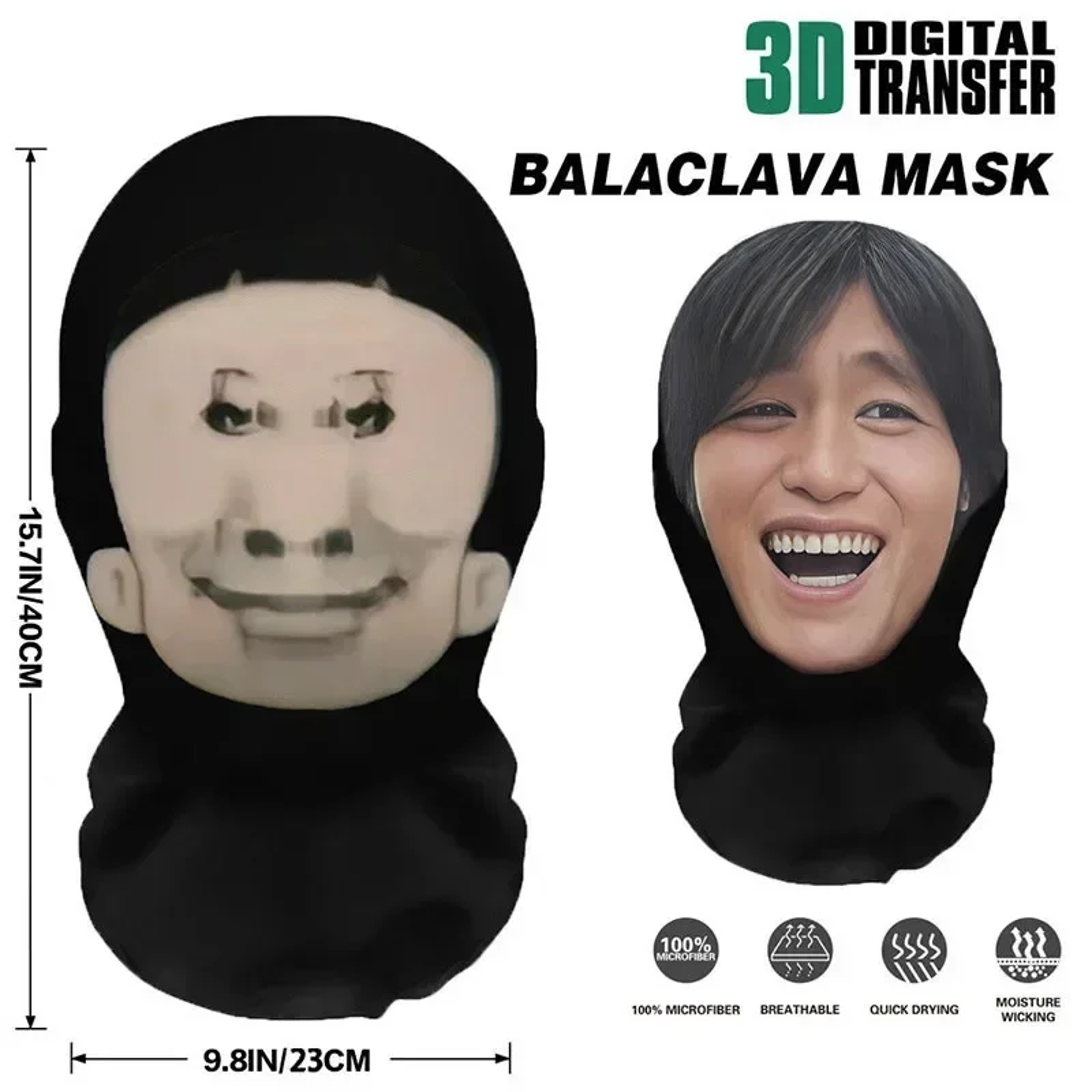 Seamless Mask, Funny Face Printed Head Scarf for Halloween & Cosplay, Breathable & Comfortable – view 4