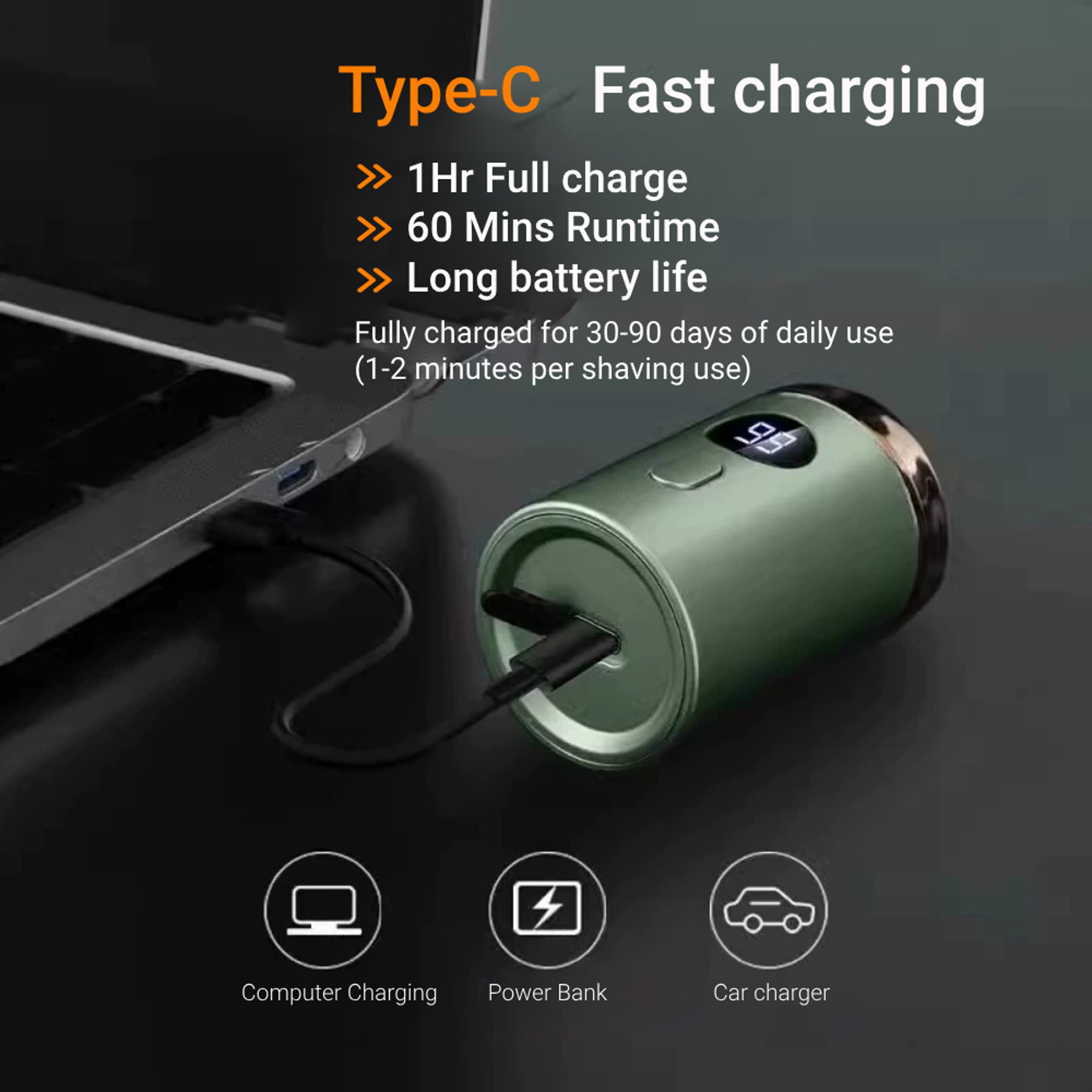 Mini Electric Shaver For Men  Women Portable Type C Rechargeable Wet Dry Shaver With LED Display 3