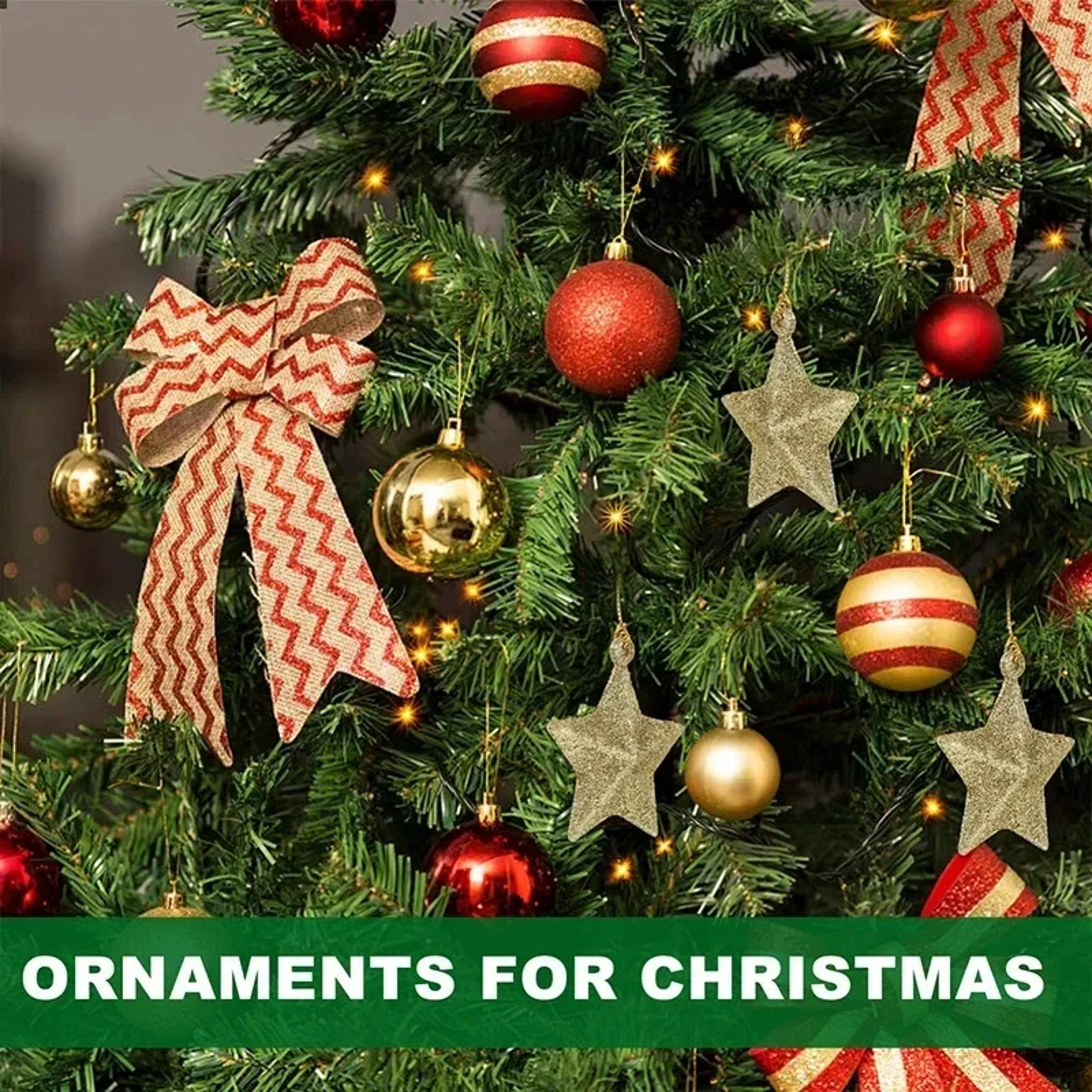 Gold Glitter Star Ornaments, Christmas Tree Hanging Pendant For Home, Navidad New Year Party Gift, Christmas Decoration – view 4