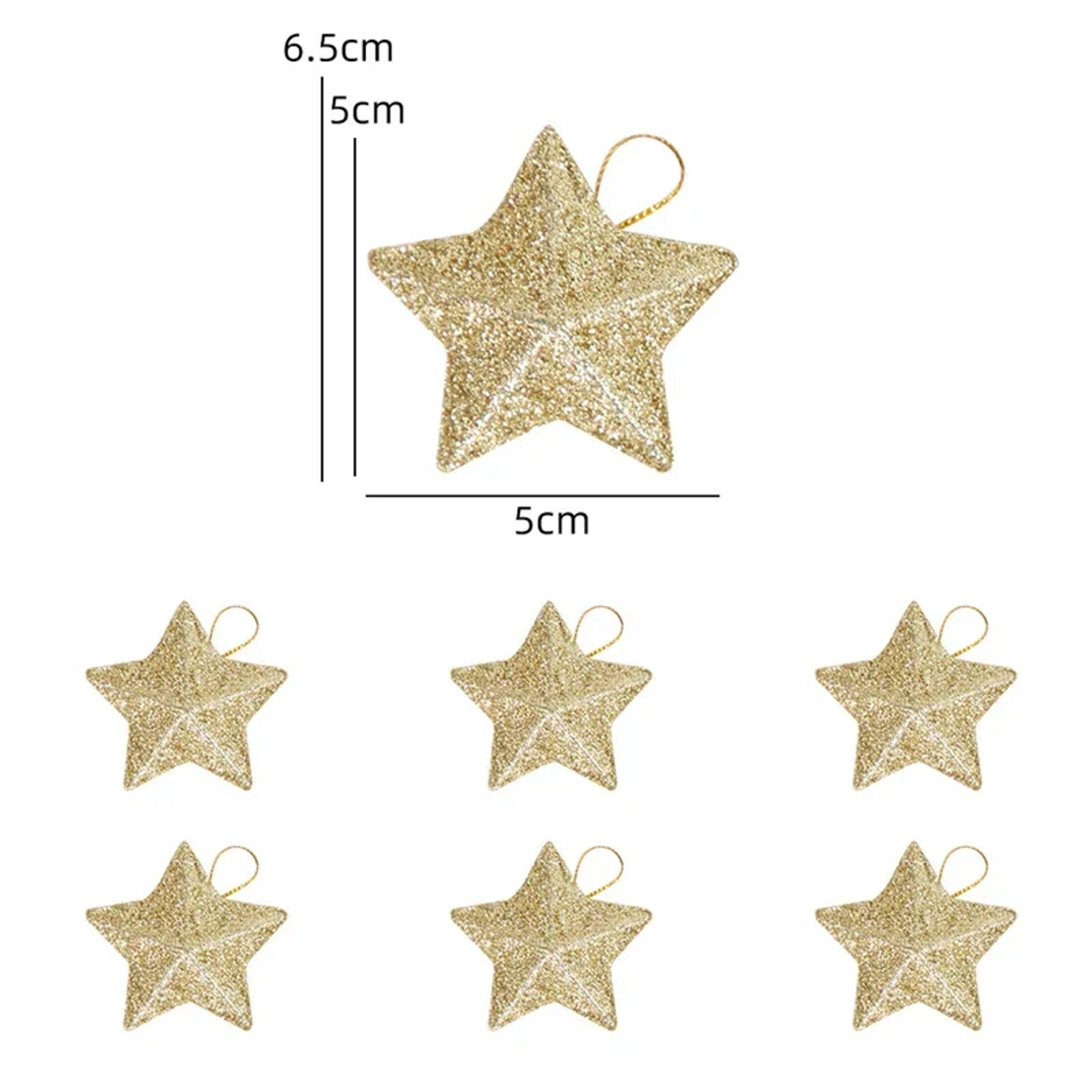Gold Glitter Star Ornaments, Christmas Tree Hanging Pendant For Home, Navidad New Year Party Gift, Christmas Decoration – view 7