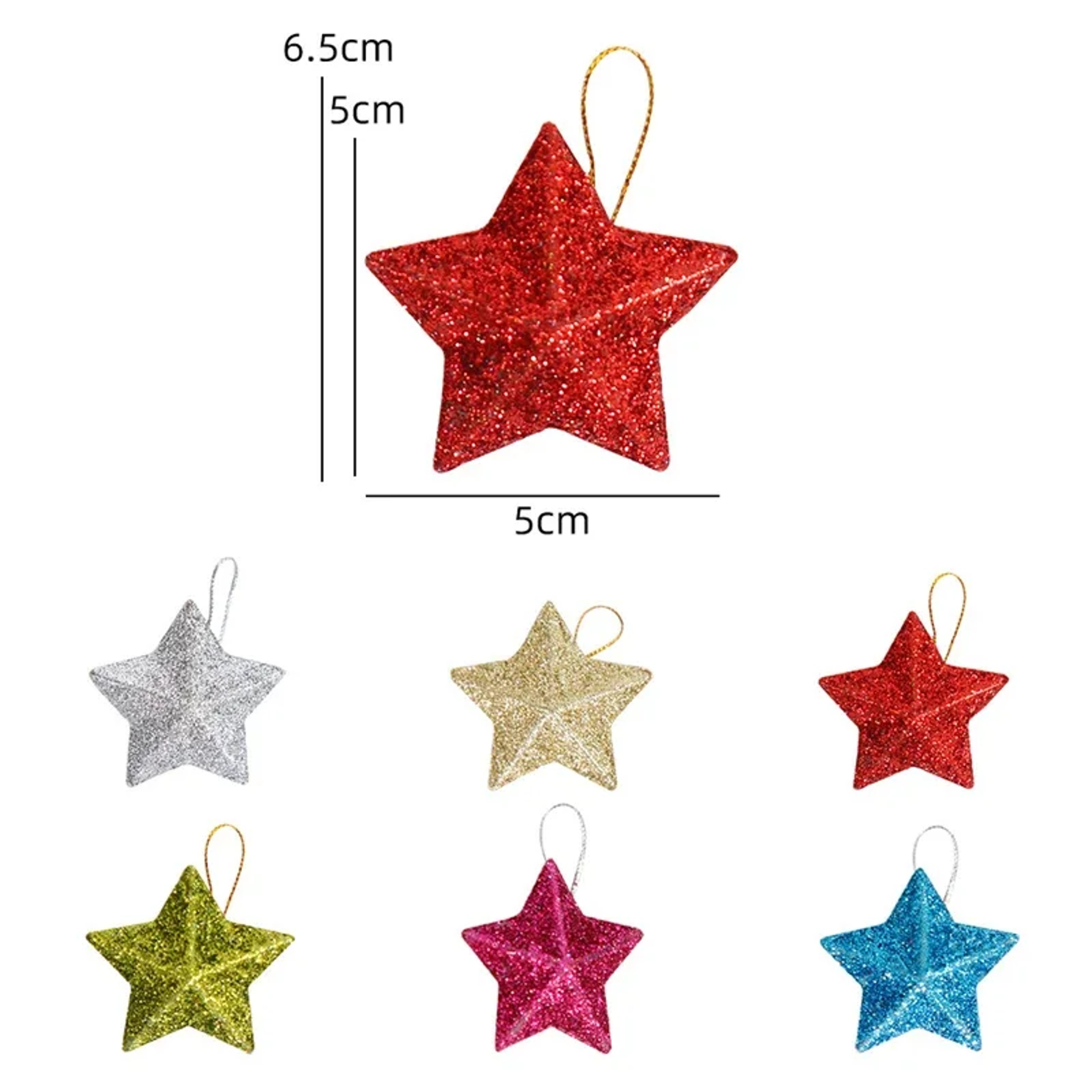 Gold Glitter Star Ornaments, Christmas Tree Hanging Pendant For Home, Navidad New Year Party Gift, Christmas Decoration – view 9