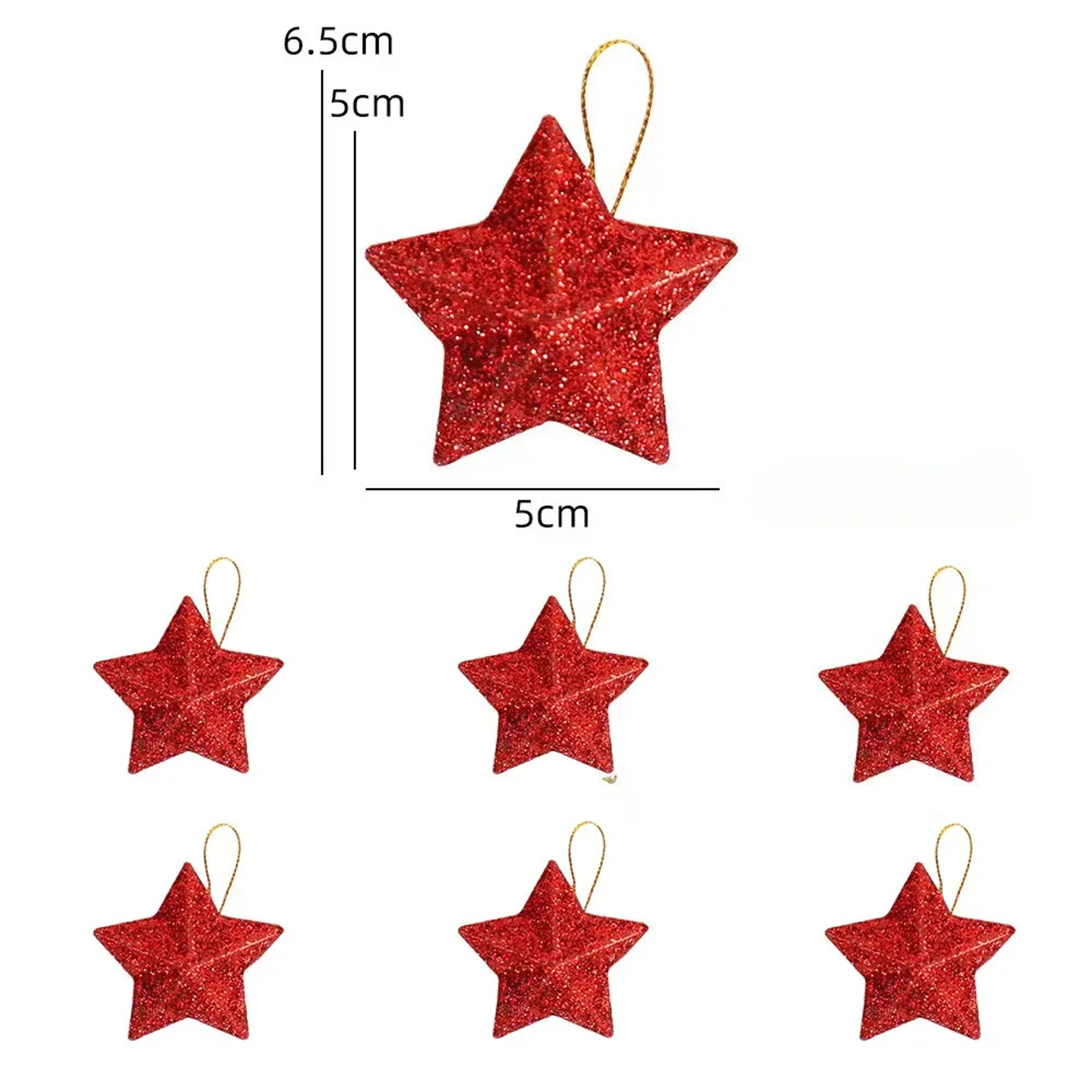 Gold Glitter Star Ornaments, Christmas Tree Hanging Pendant For Home, Navidad New Year Party Gift, Christmas Decoration – view 10