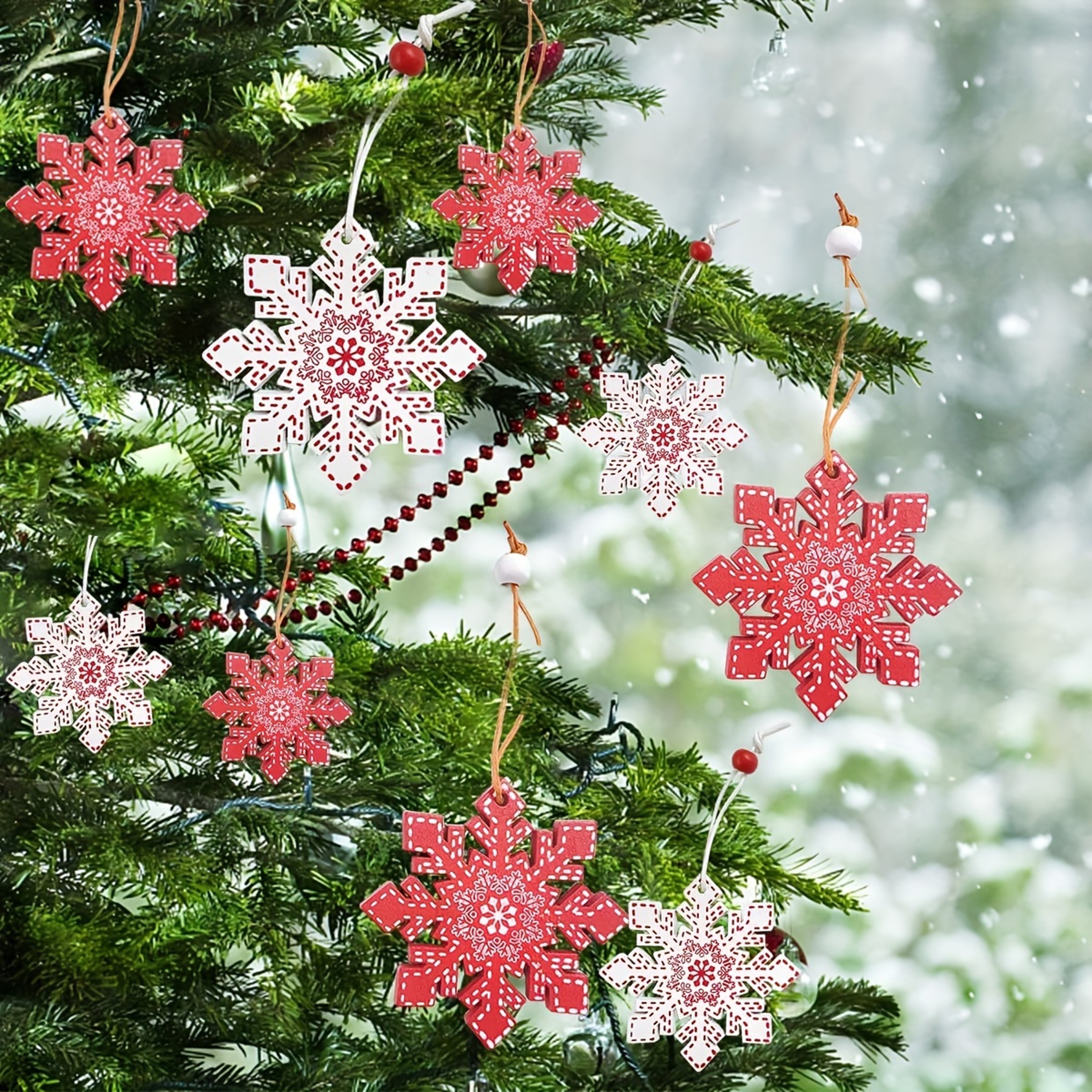 Pure Wood Pendant Snowflake Stars, Wood Pendant Christmas Tree Pendant, New Set Christmas Decoration, Decor Suppliies – view 2