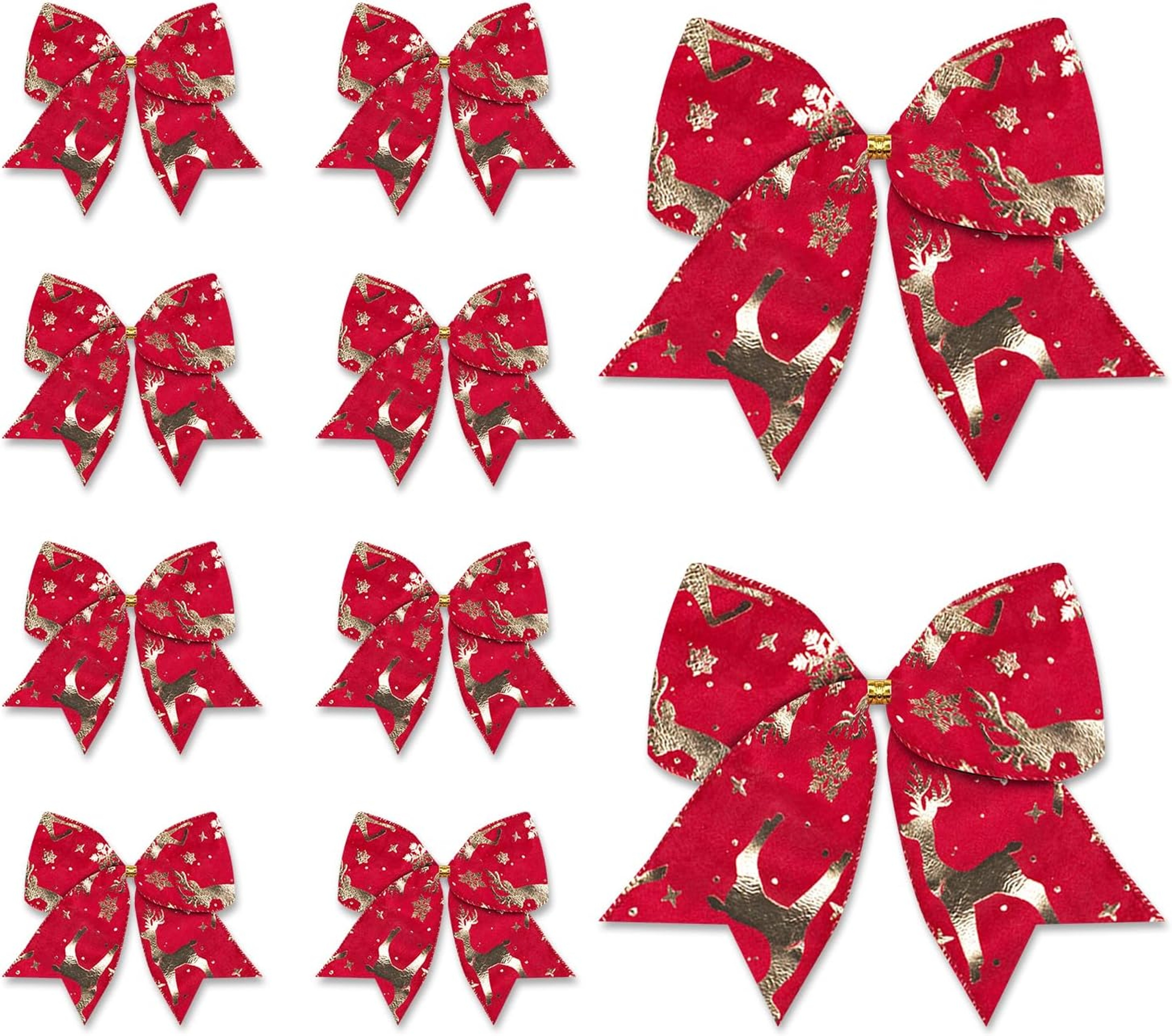 Red Velvet Bow Winter Holiday Burlap, Craft Bow Tree Bows for Christmas New Year Decor, Christmas Bows for Wreath – view 6