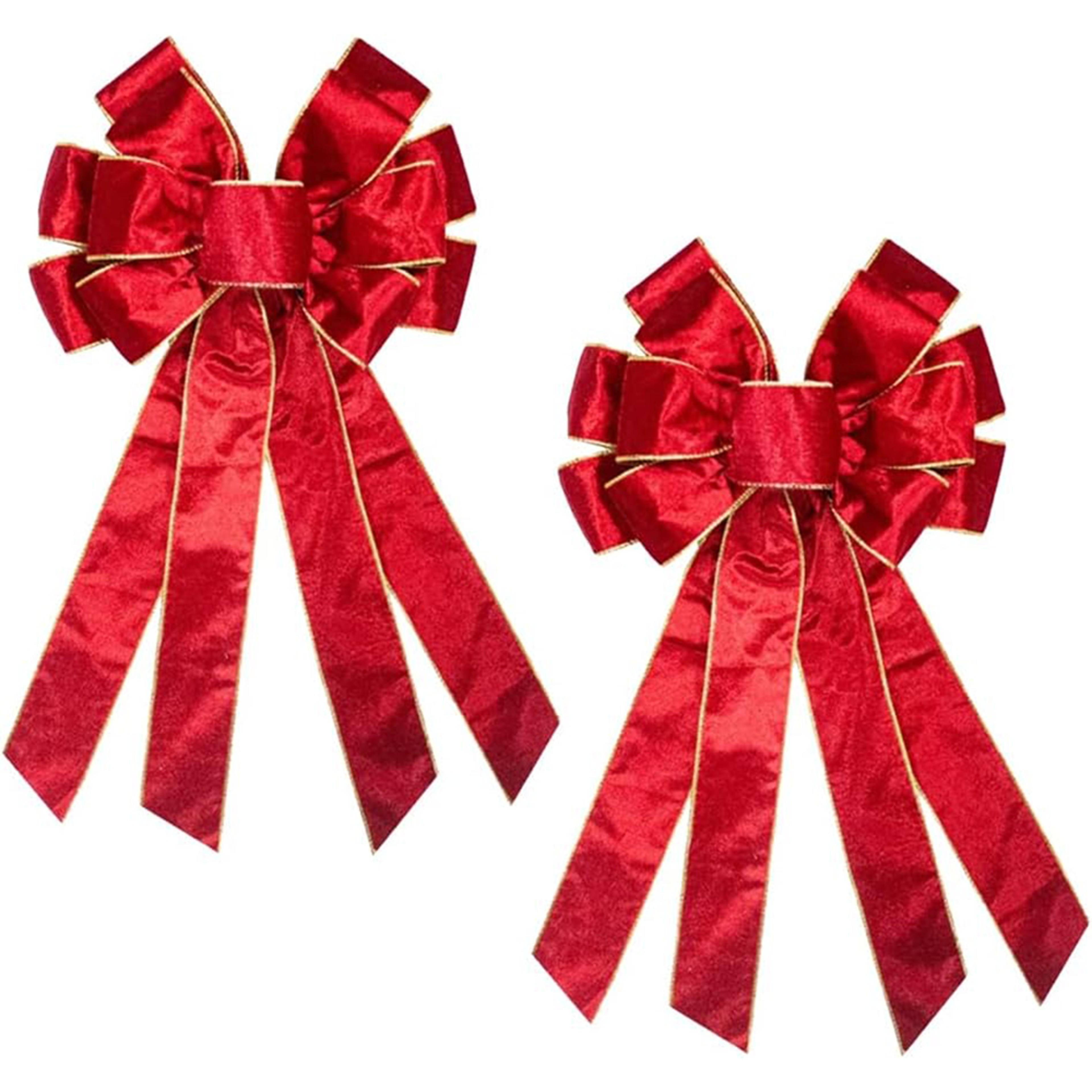 Christmas Wreath Bows, Tree Topper Bows for Christmas, Red Velvet Ribbon Bows for Wreath Decoration – view 1