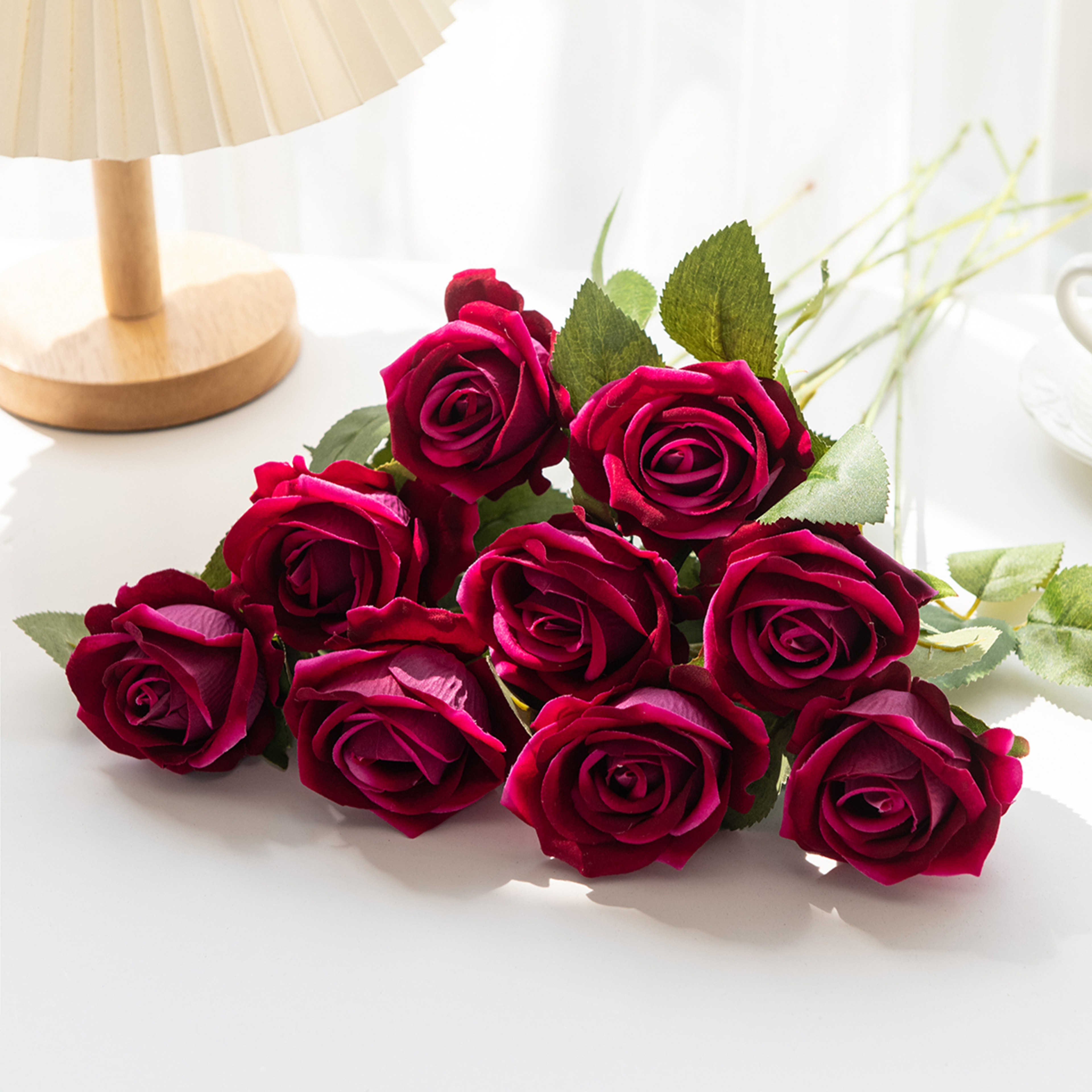 Artificial Flowers Silk Roses, Long Branch Bridal Bouquet for Weddings, Home Vase Table Decoration, Gift Box, Valentine – view 4