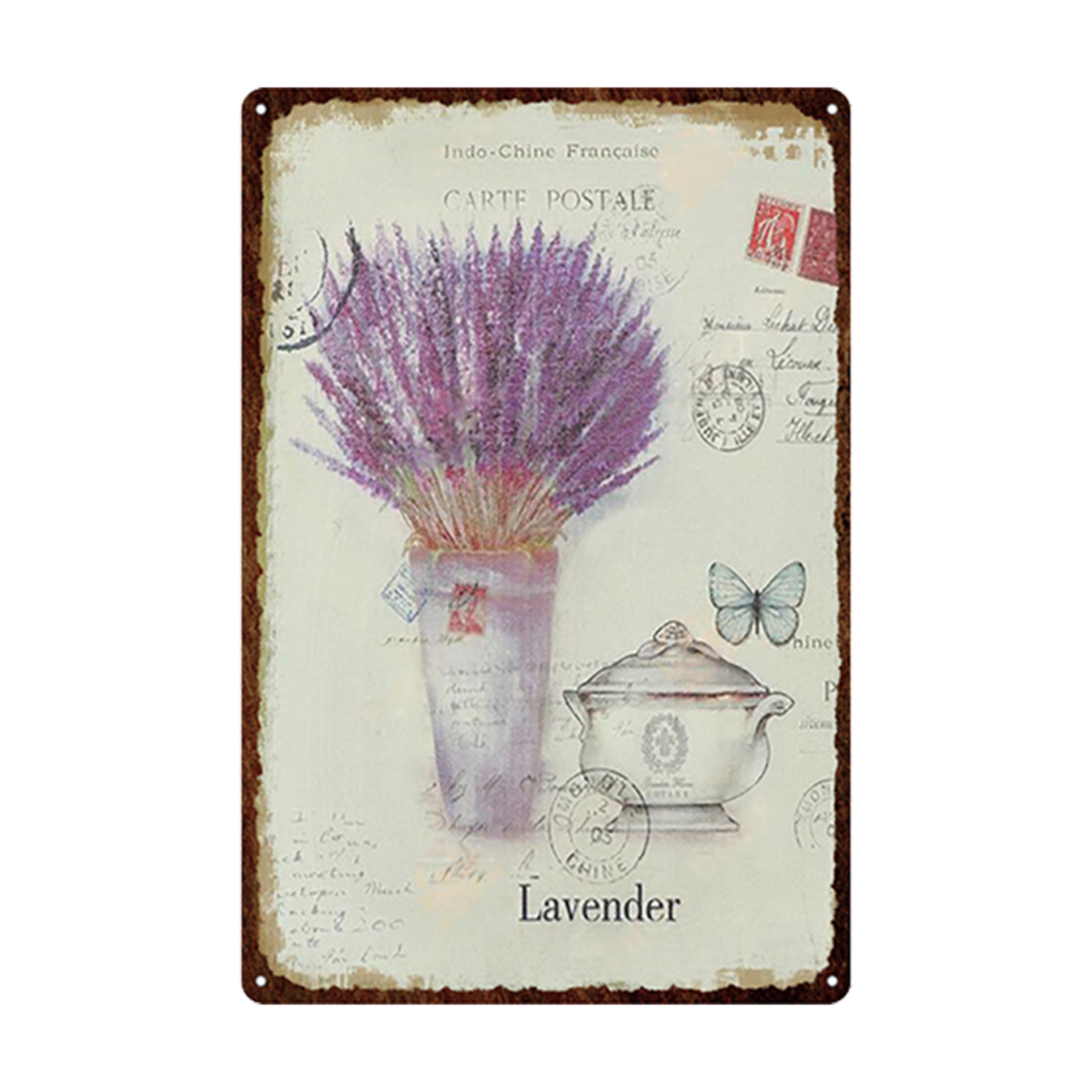 Flowers Metal Tin Sign, Retro Plates Rose Peony Lavender Art Plaque, Vintage Poster, Garden Room Wall Decor Gift – view 10