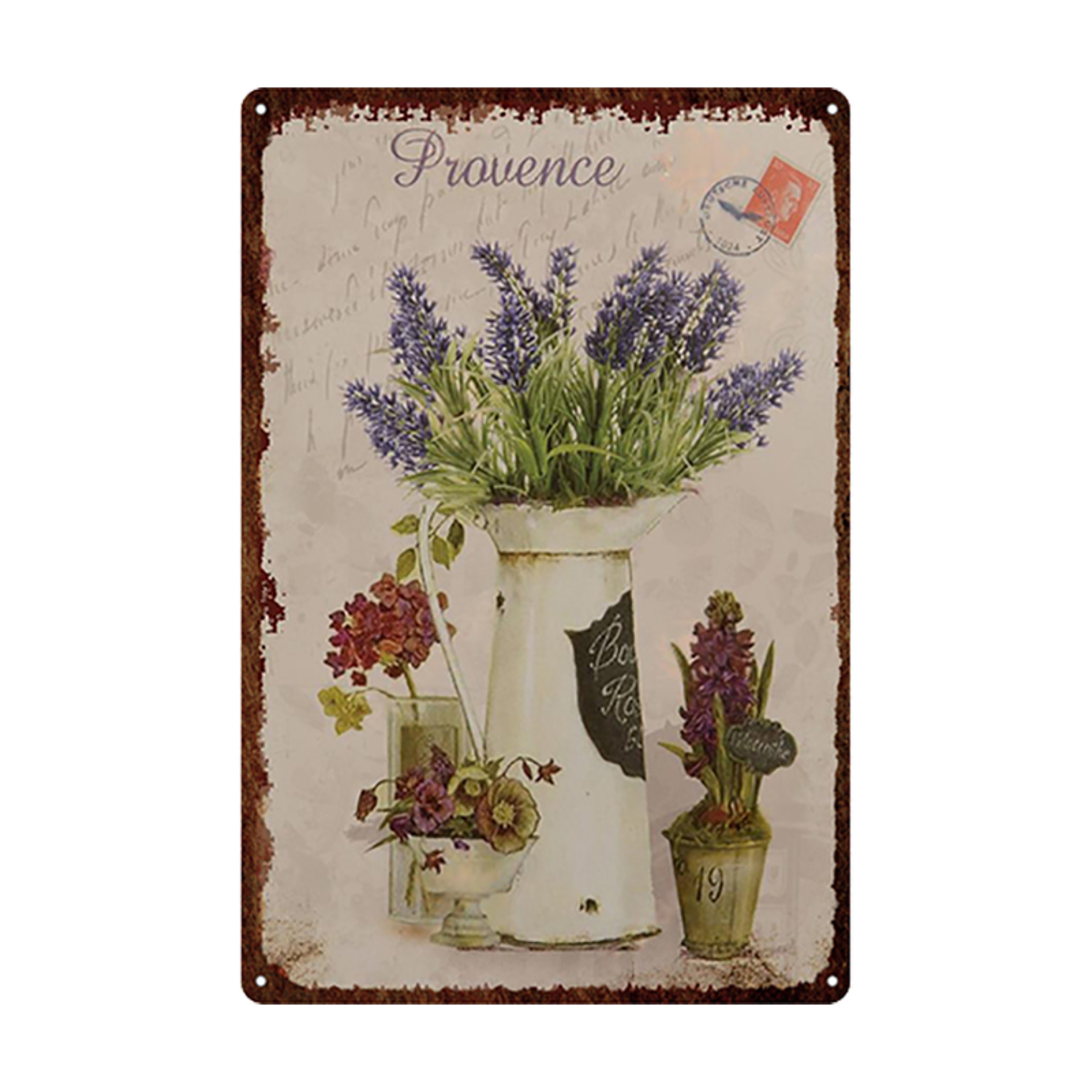 Flowers Metal Tin Sign, Retro Plates Rose Peony Lavender Art Plaque, Vintage Poster, Garden Room Wall Decor Gift – view 17