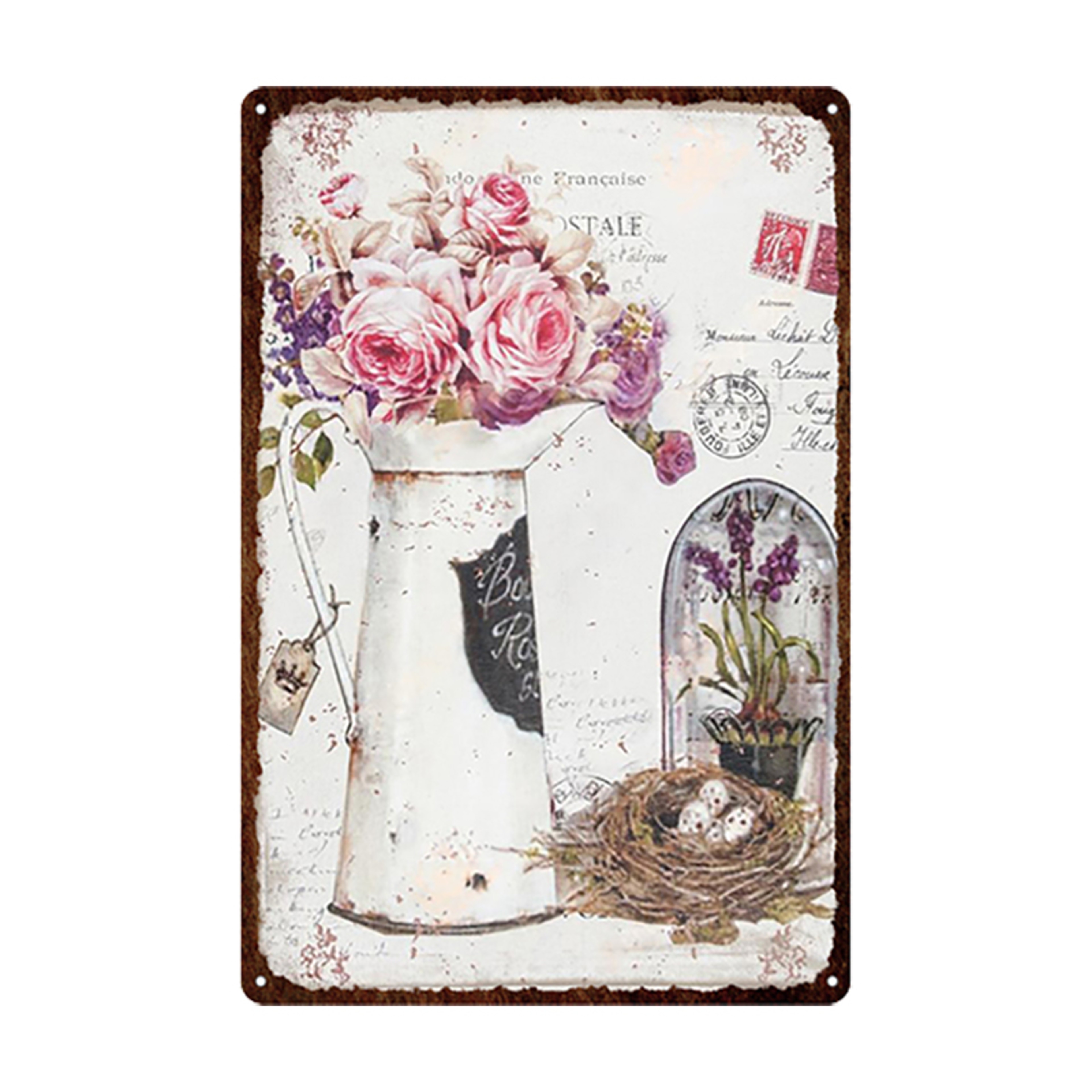 Flowers Metal Tin Sign, Retro Plates Rose Peony Lavender Art Plaque, Vintage Poster, Garden Room Wall Decor Gift – view 20