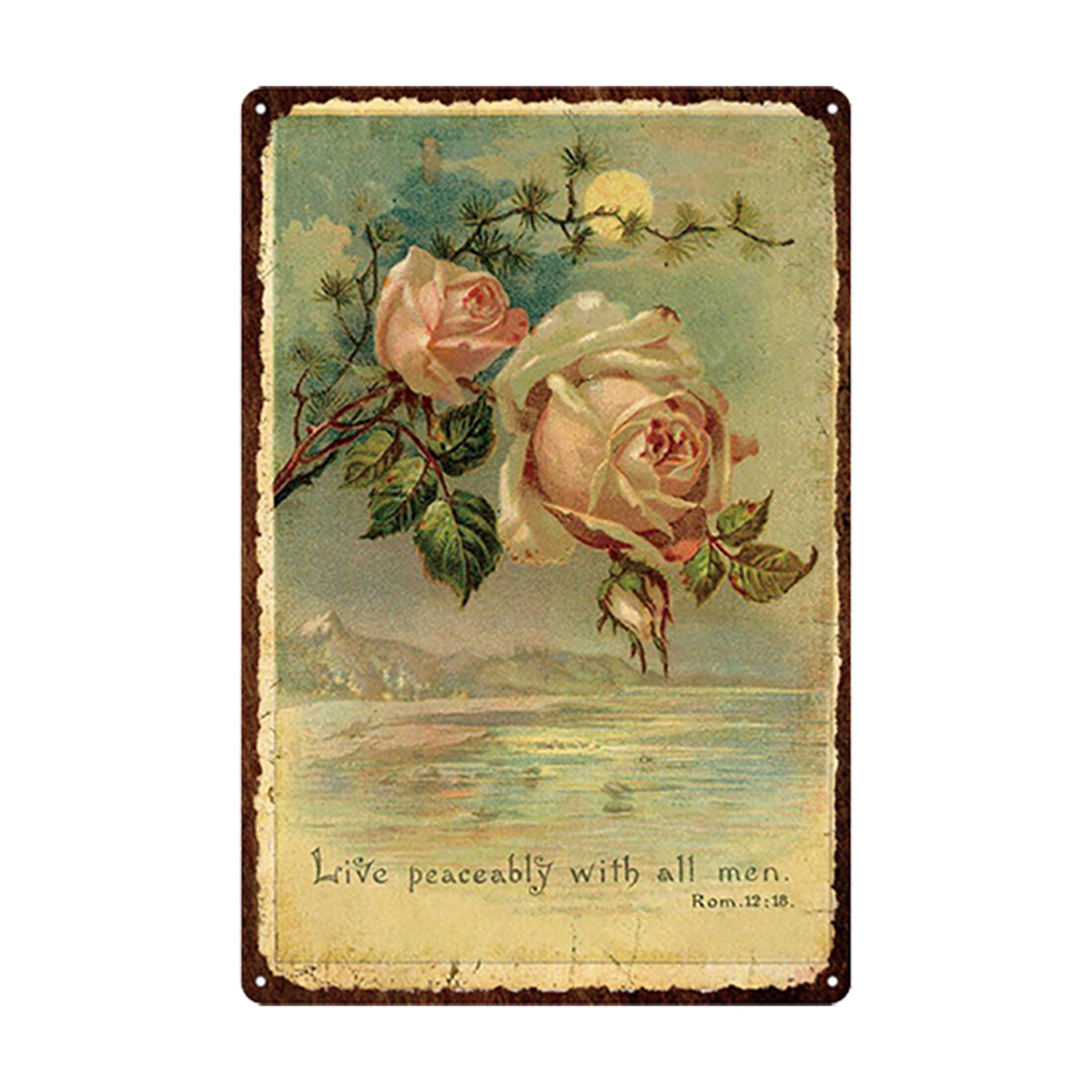 Flowers Metal Tin Sign, Retro Plates Rose Peony Lavender Art Plaque, Vintage Poster, Garden Room Wall Decor Gift – view 28