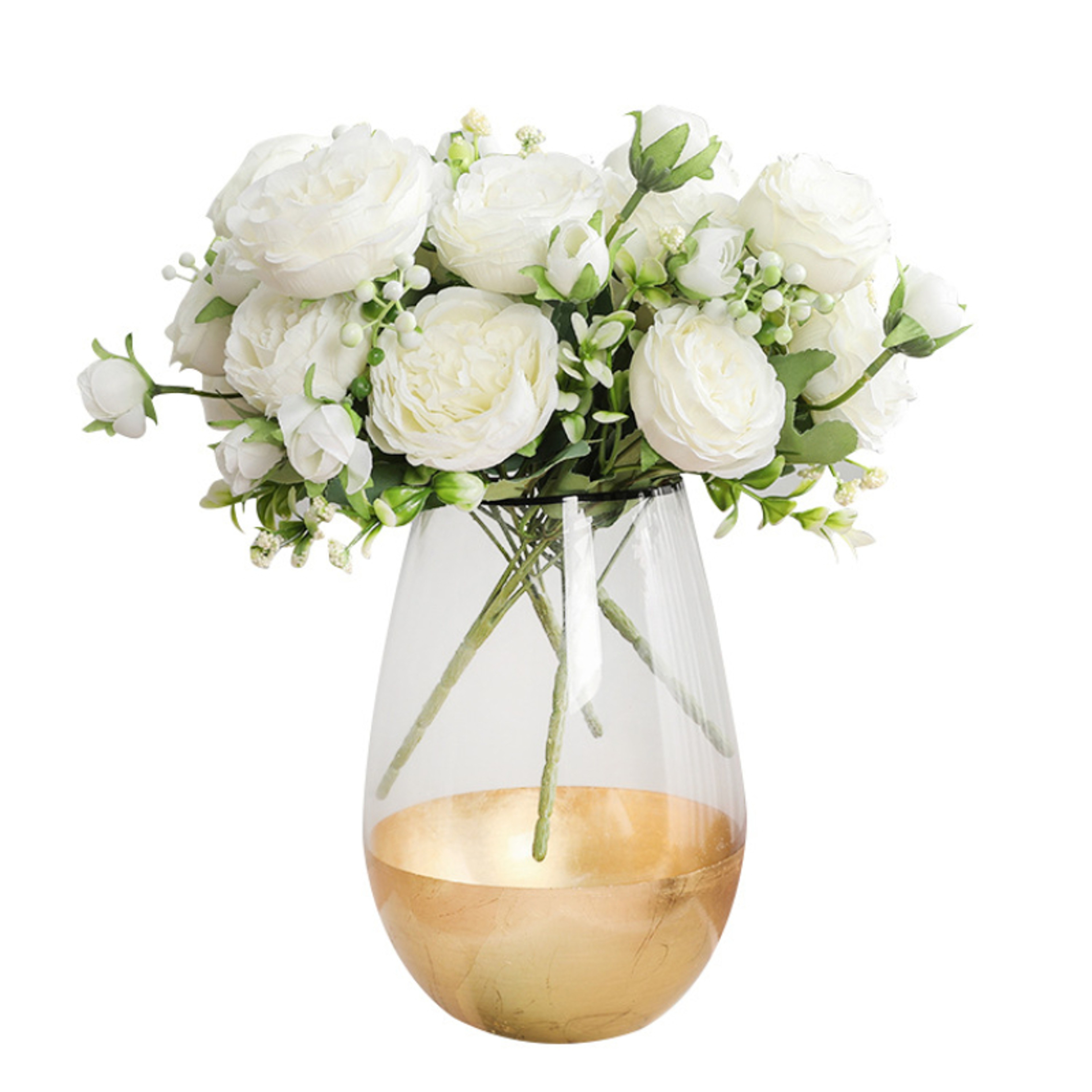Rose Pink Silk Bouquet Peony Artificial Flower 5 Big Heads  4 Small Buds Bride Wedding Home Decorat 4