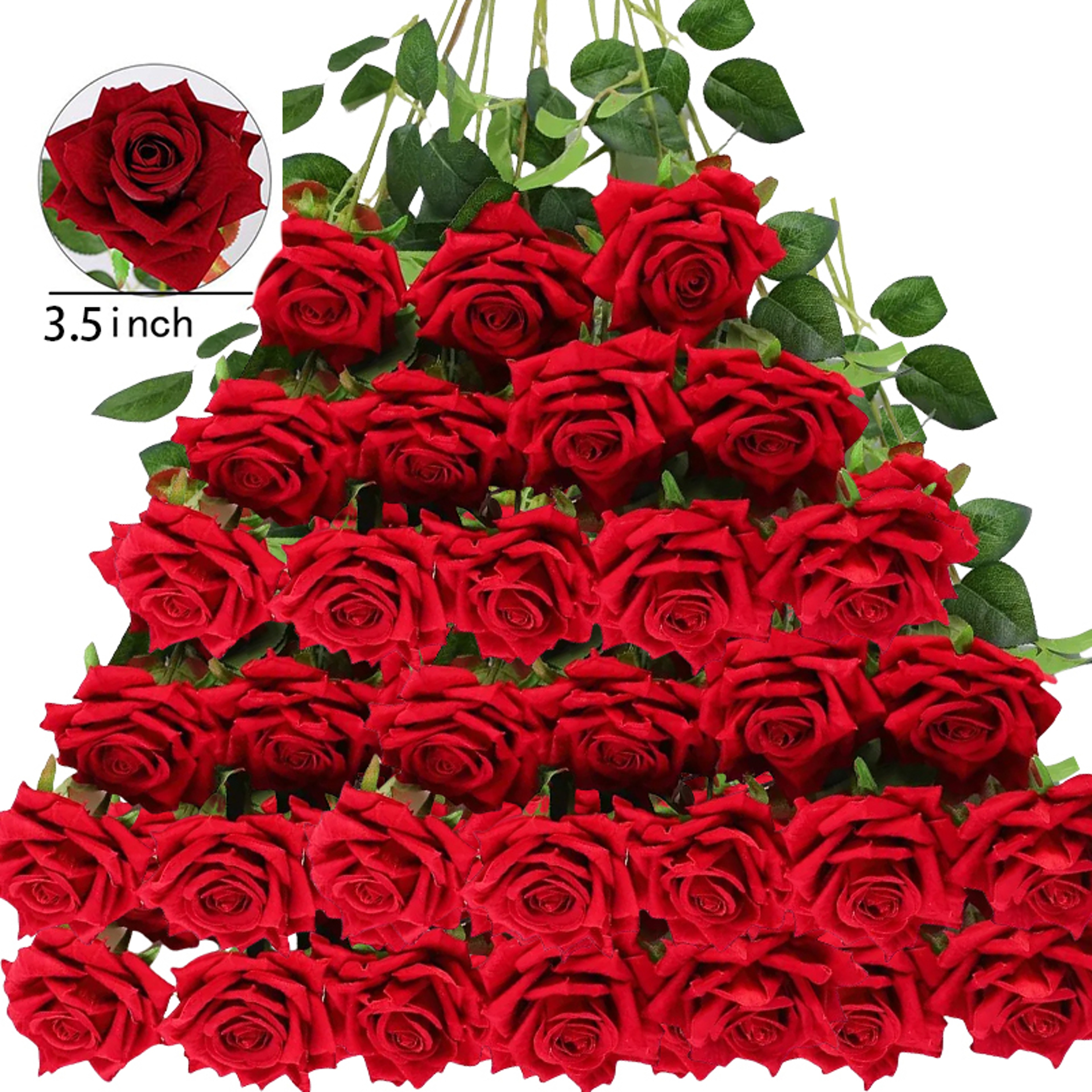 Velvet Rose Artificial Rose Flowers, Real Touch Fake Roses for Valentine's, DIY Wedding Bouquet, Party Home Decor – view 13