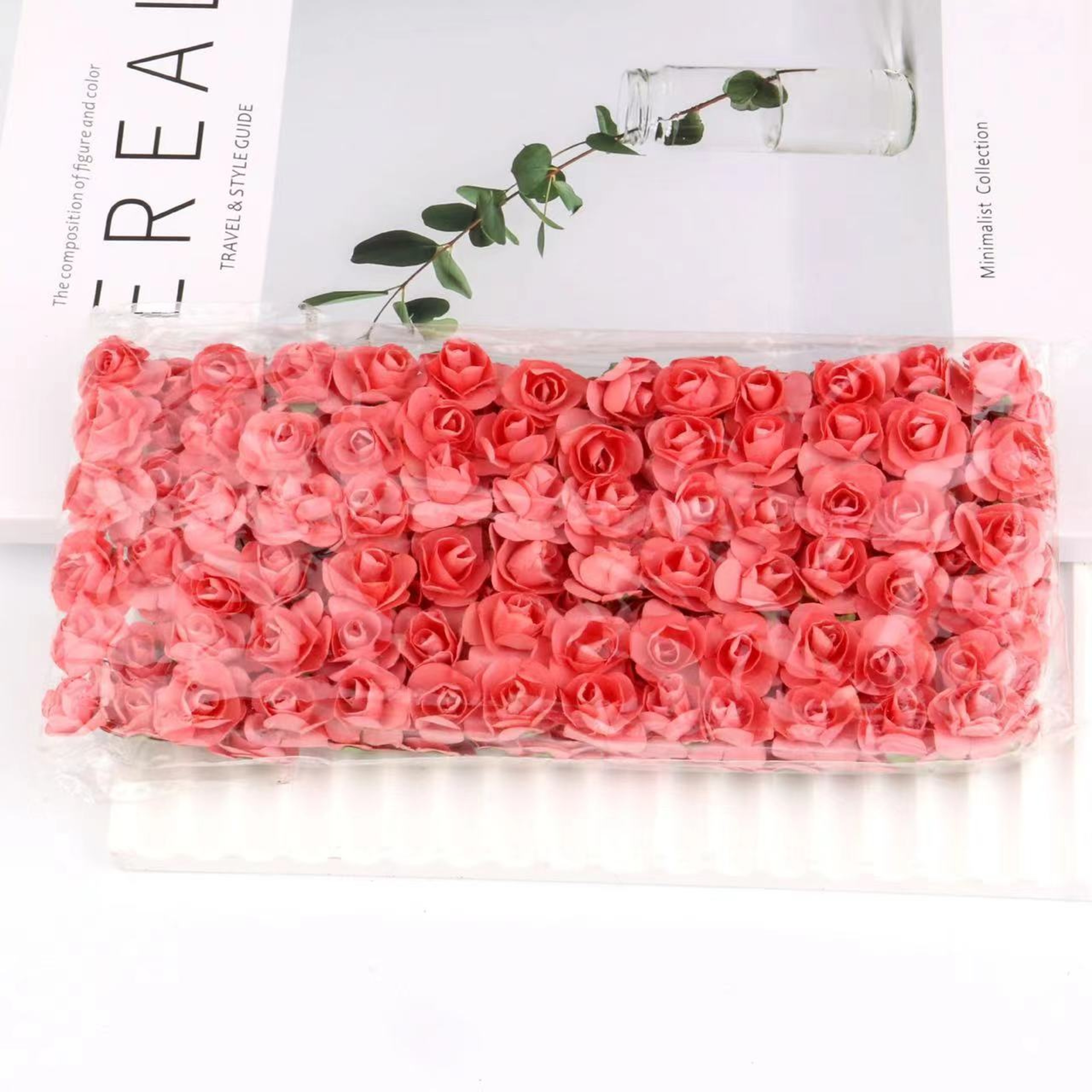 Artificial Mini Paper Rose Bouquet for Scrapbooking, Wedding Party Decoration, Cheap Artificial Rose Flowers for Crafts – view 24