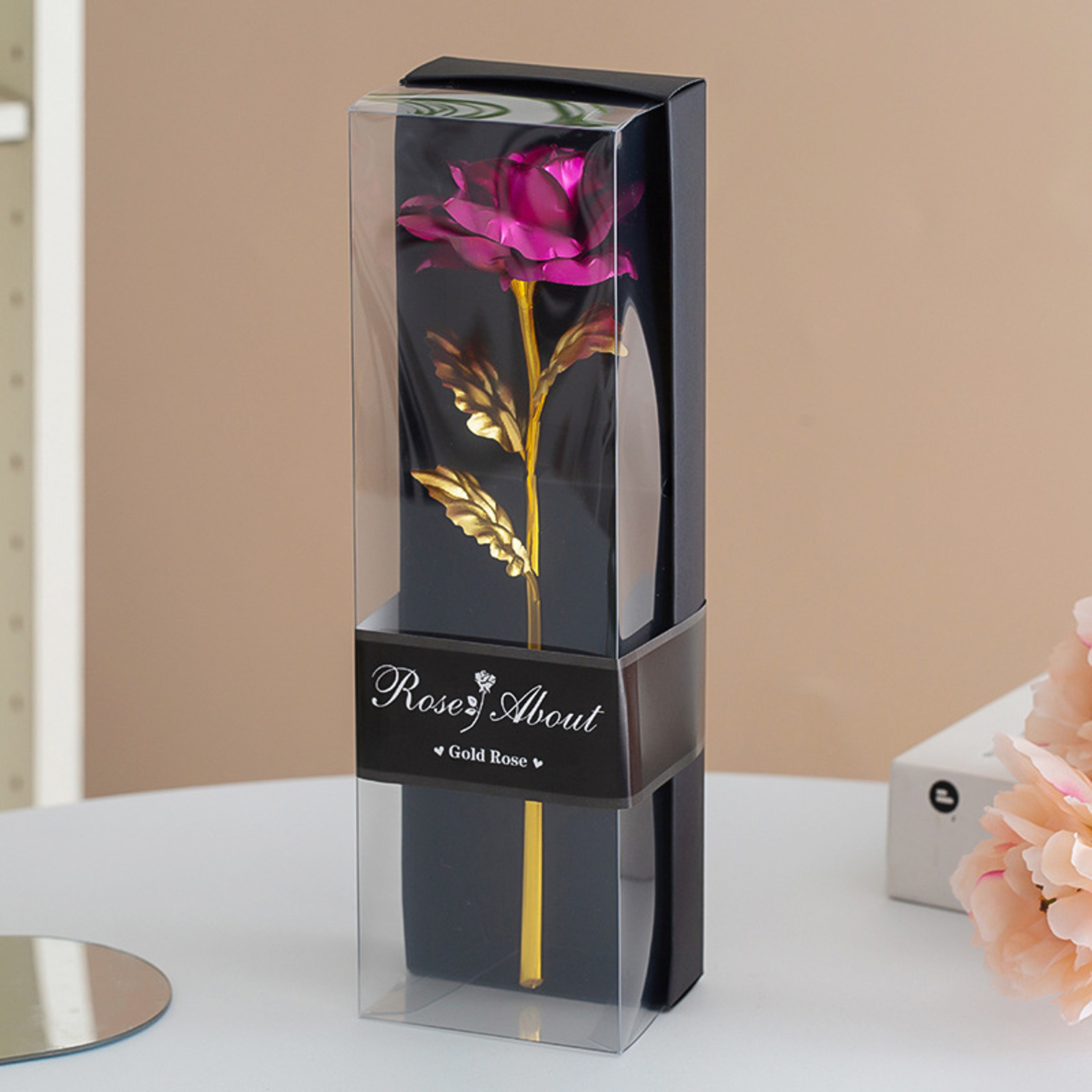 Colorful Gold Foil Plated Rose Artificial Flowers, Valentine's Day Gift, Wedding Party, Home Decoration, Fake Flowers – view 4