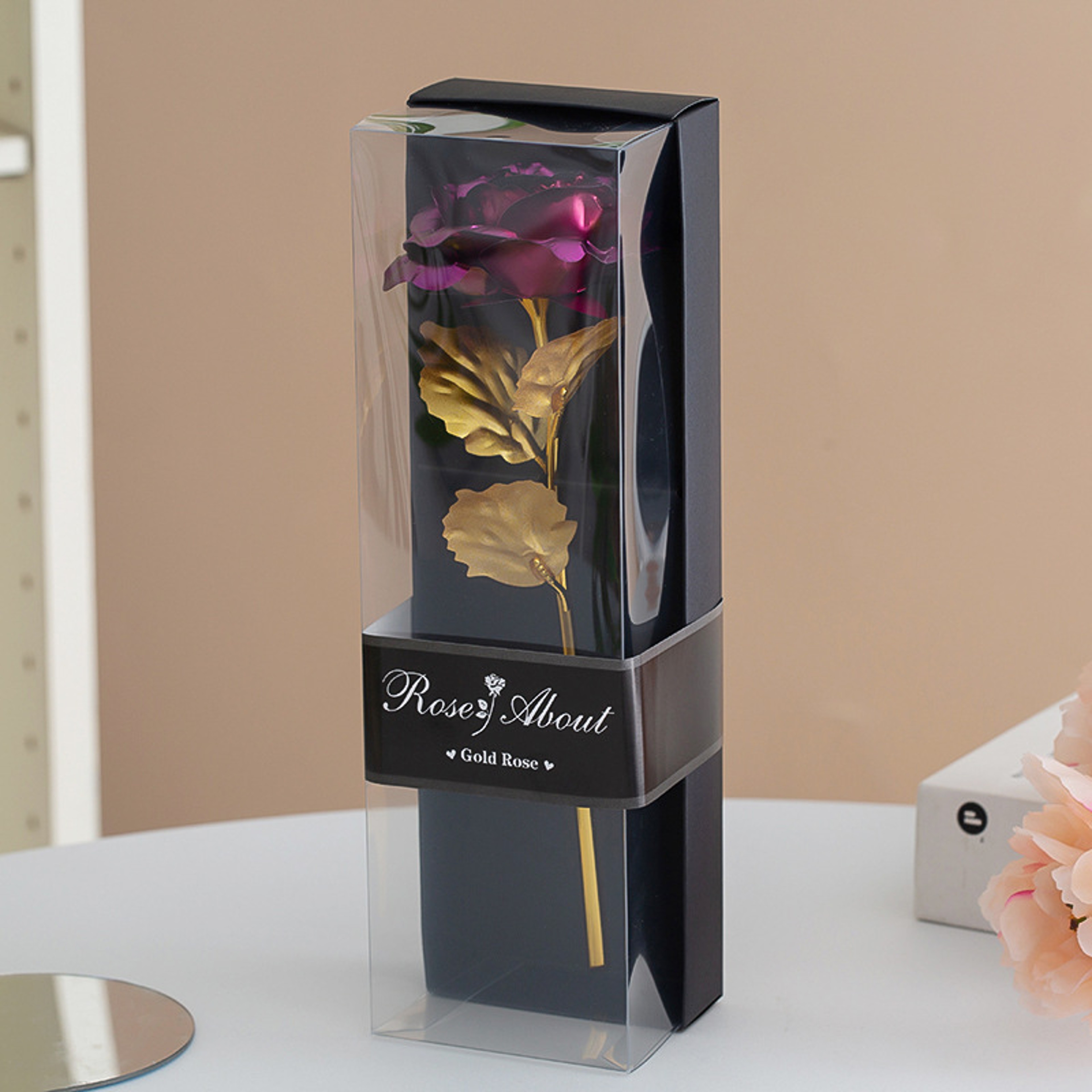 Colorful Gold Foil Plated Rose Artificial Flowers, Valentine's Day Gift, Wedding Party, Home Decoration, Fake Flowers – view 7