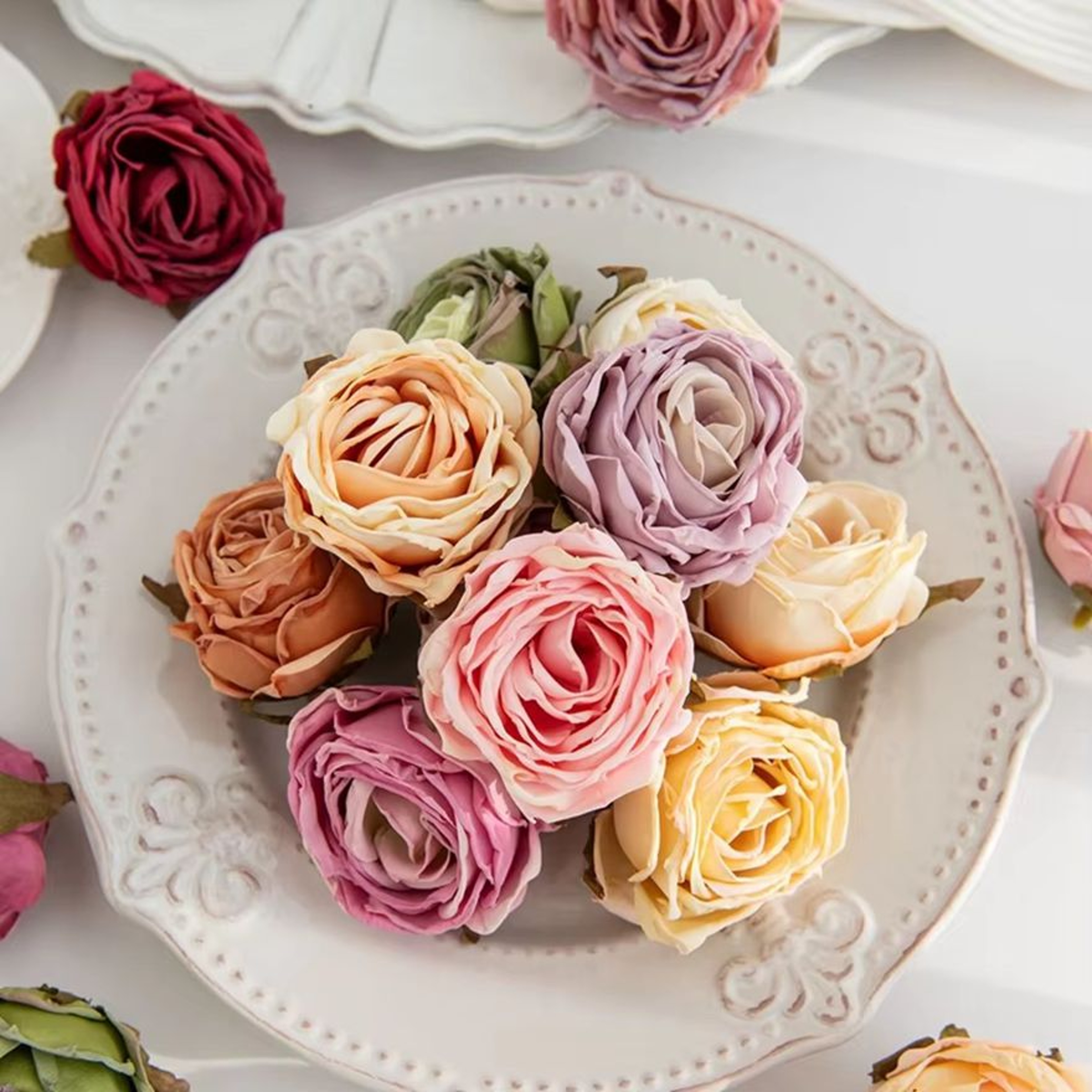 Artificial Flower Burned Edge Rose Wedding Bouquet Bridal Decor For Home Outdoor Garden Festival DI 4