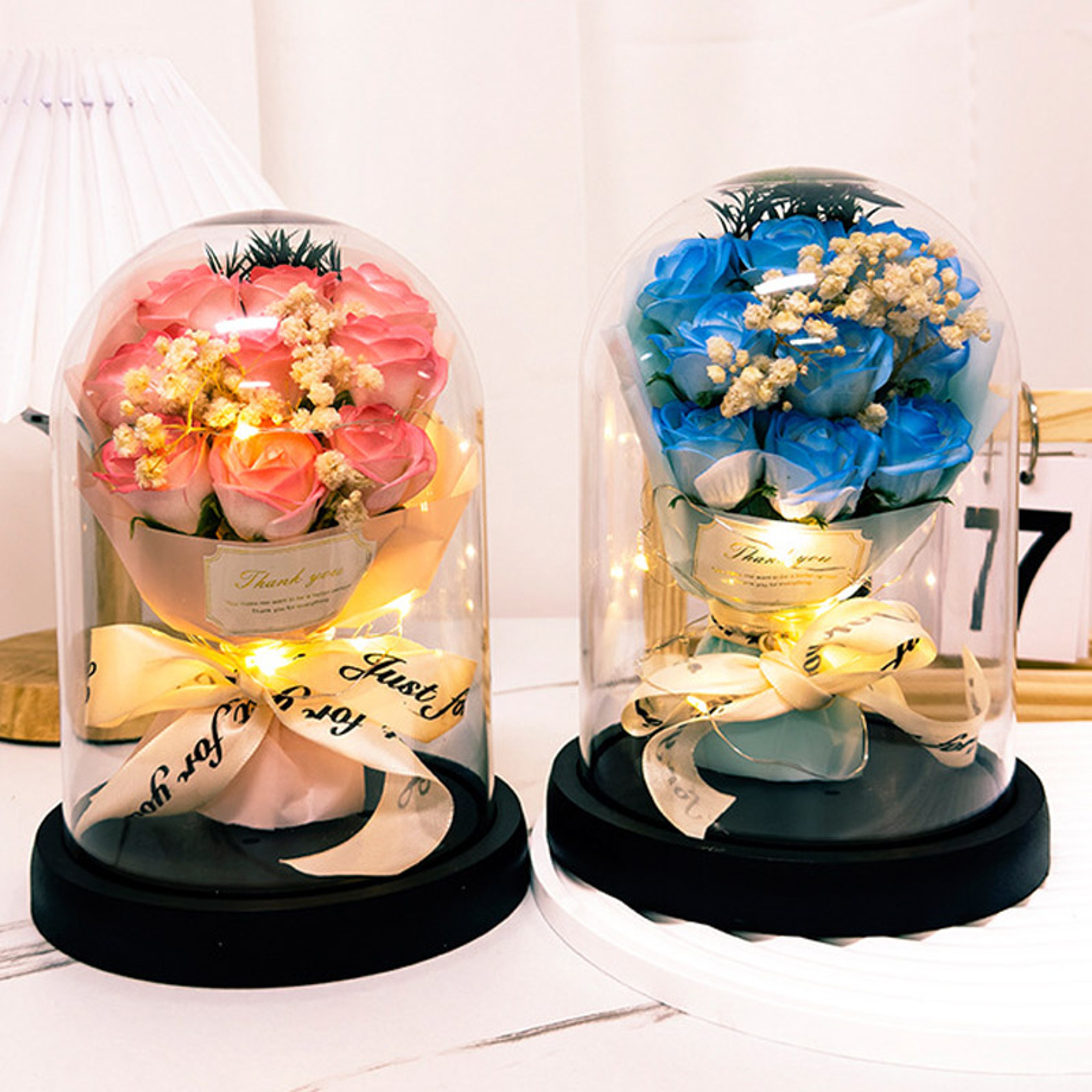 Eternal LED Light Acrylic Cover Flower, Valentine Day Gift, Wedding Party Decor, Transparent Rose Flower Set for Holiday – view 2