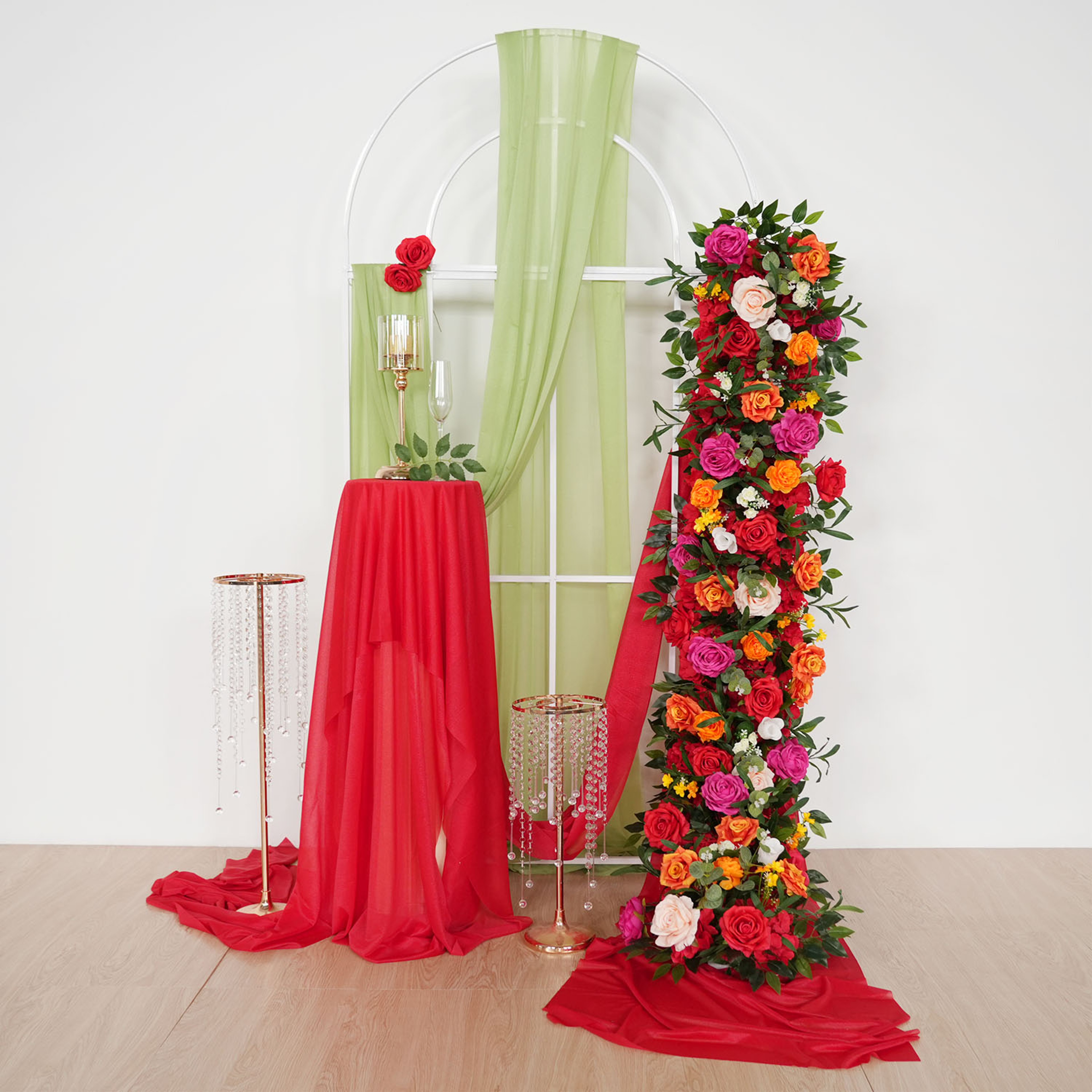 Uflower Luxury Red Rose Artificial Flowers For Wedding Table Centerpiece Floral Arrangement Party D 0