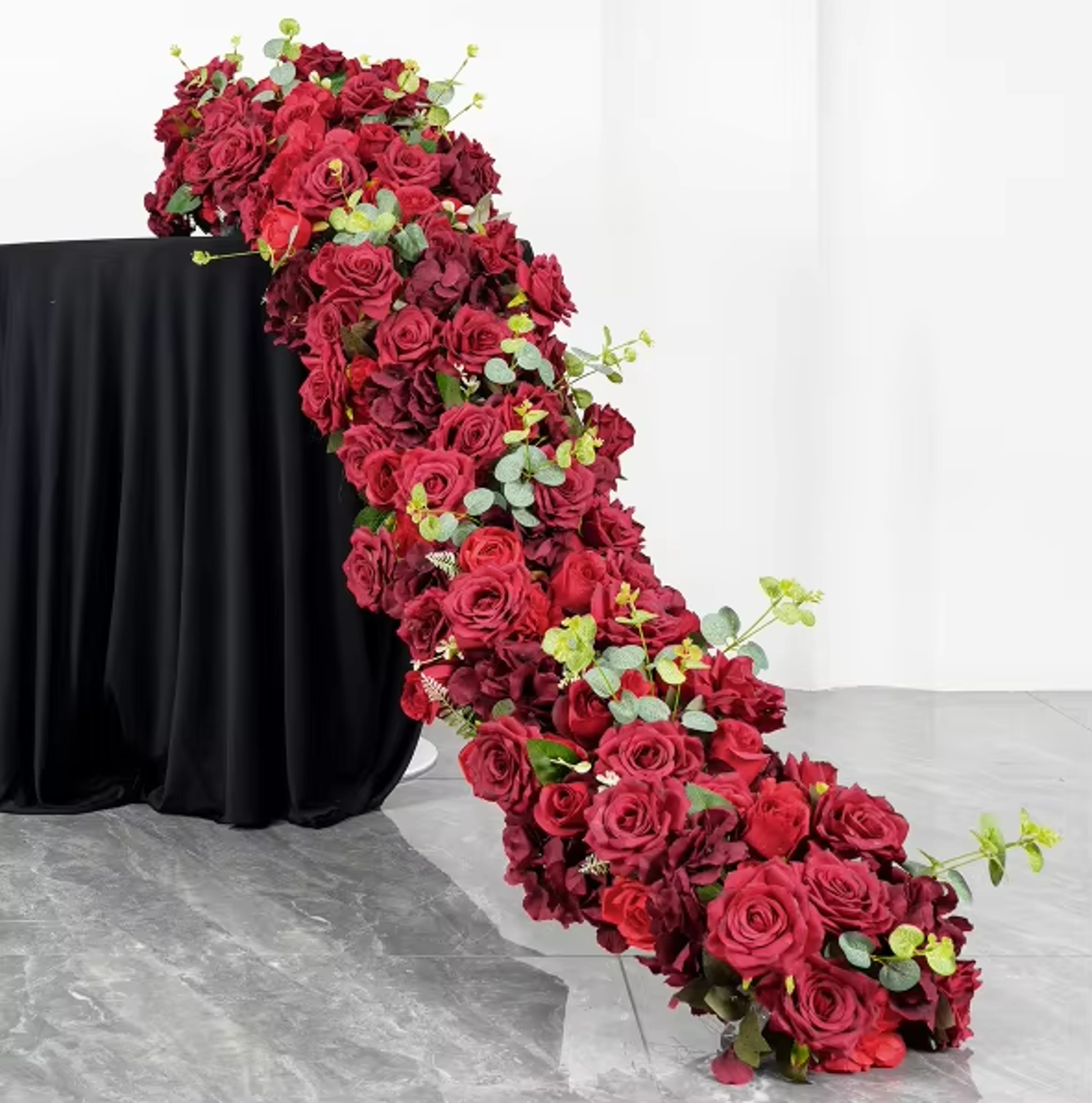 Uflower Luxury Red Rose Artificial Flowers For Wedding Table Centerpiece Floral Arrangement Party D 12