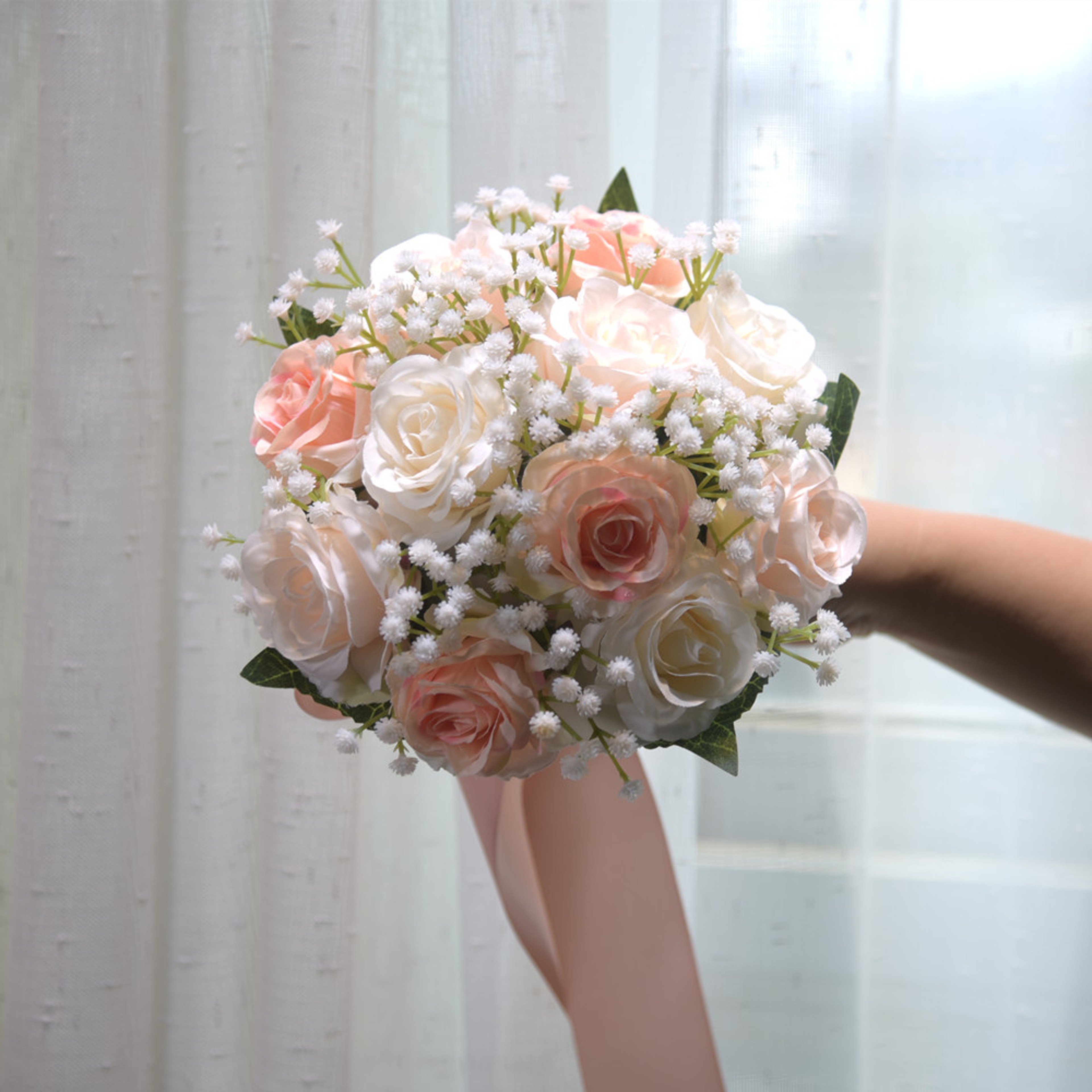 Wedding Bouquet Silk Artificial Peony Roses Bride Holding Flowers Mariage Bouquet Wedding Accessori 10